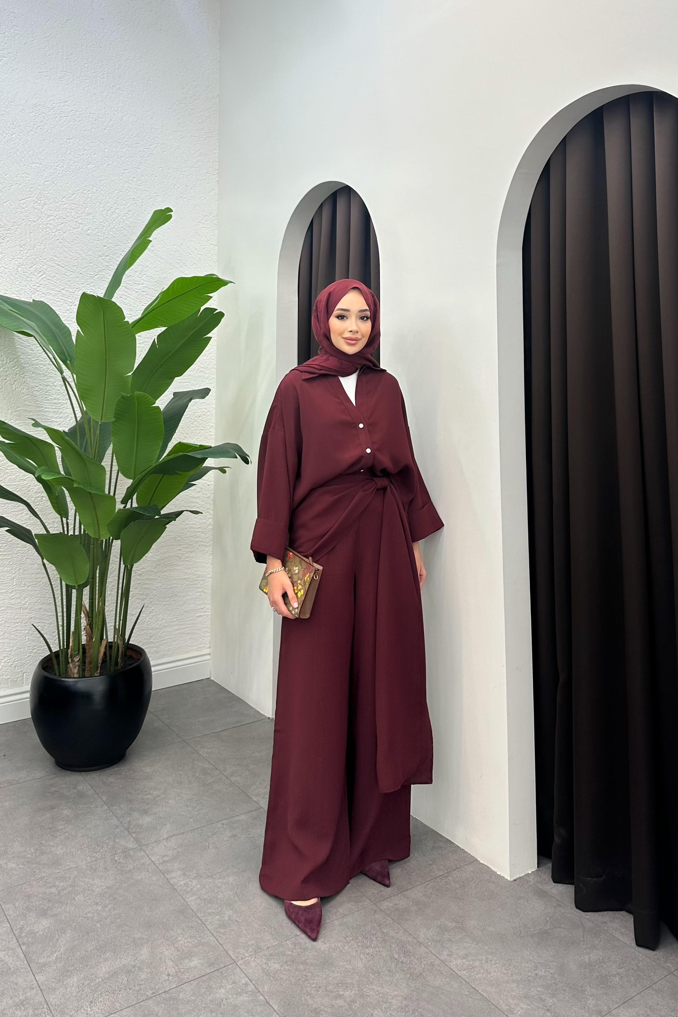 Danyela Pantalon Detay Takım - BORDO