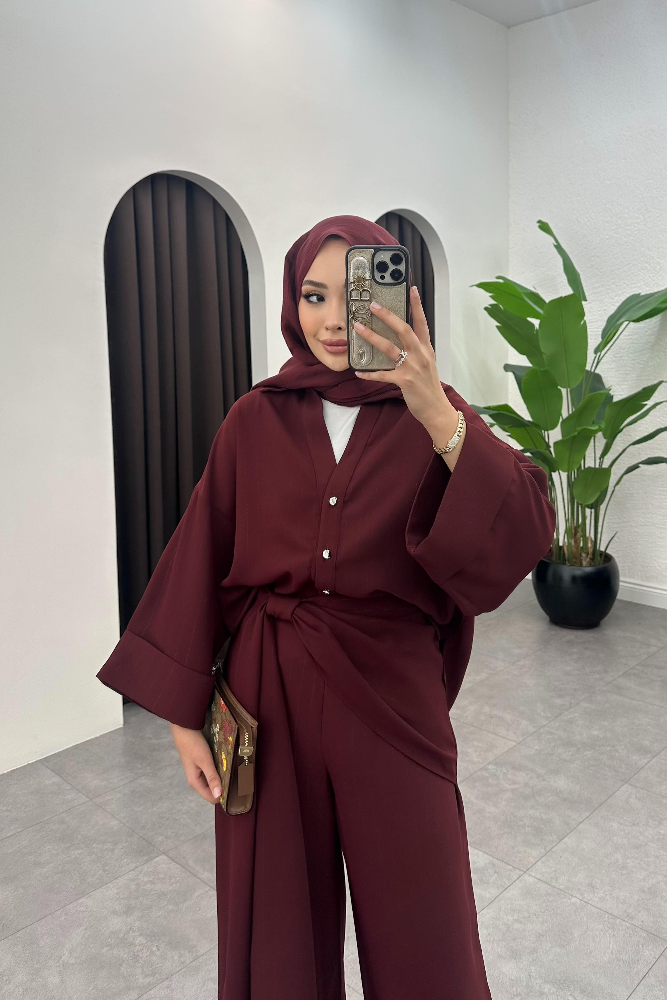 Danyela Pantalon Detay Takım - BORDO