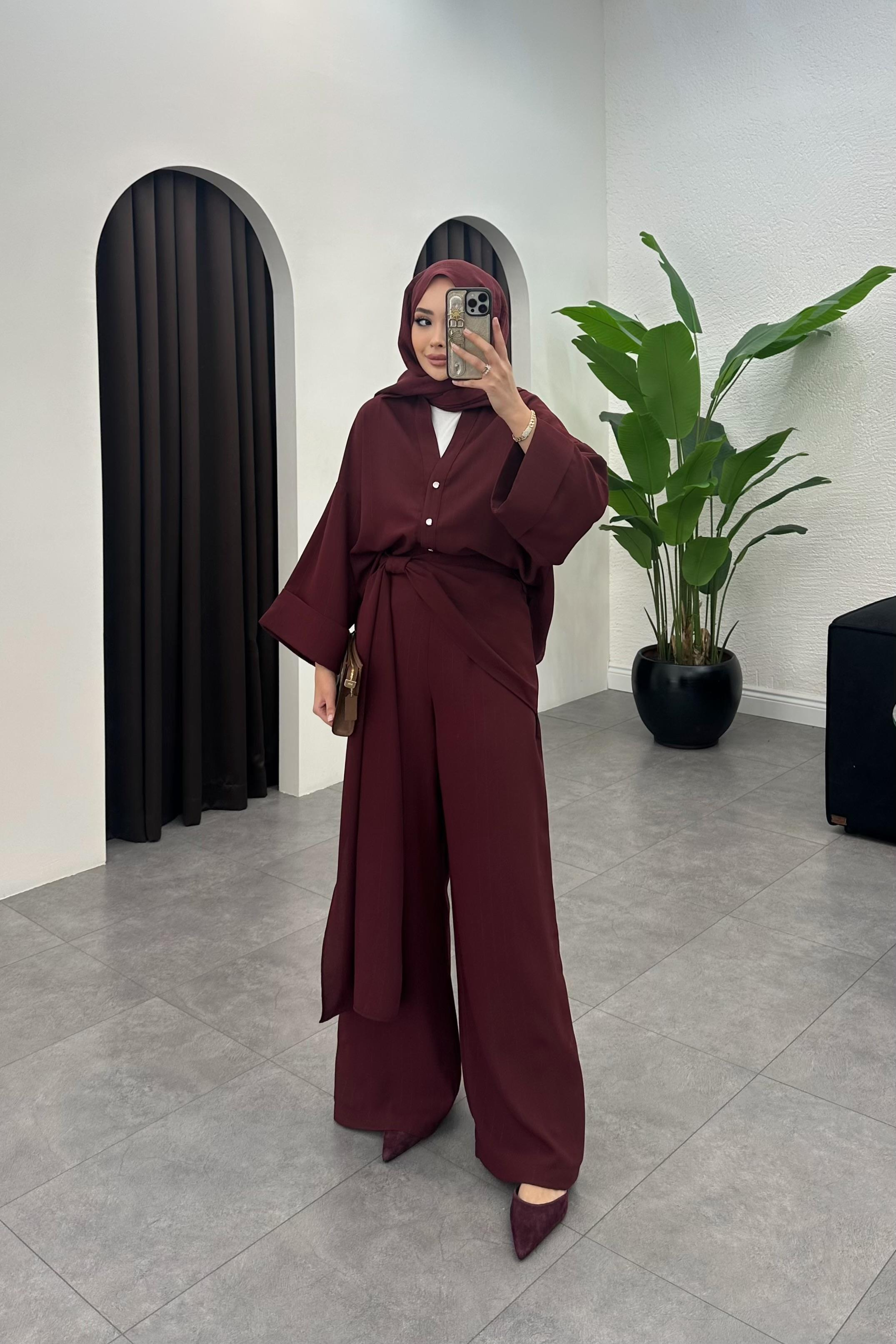 Danyela Pantalon Detay Takım - BORDO