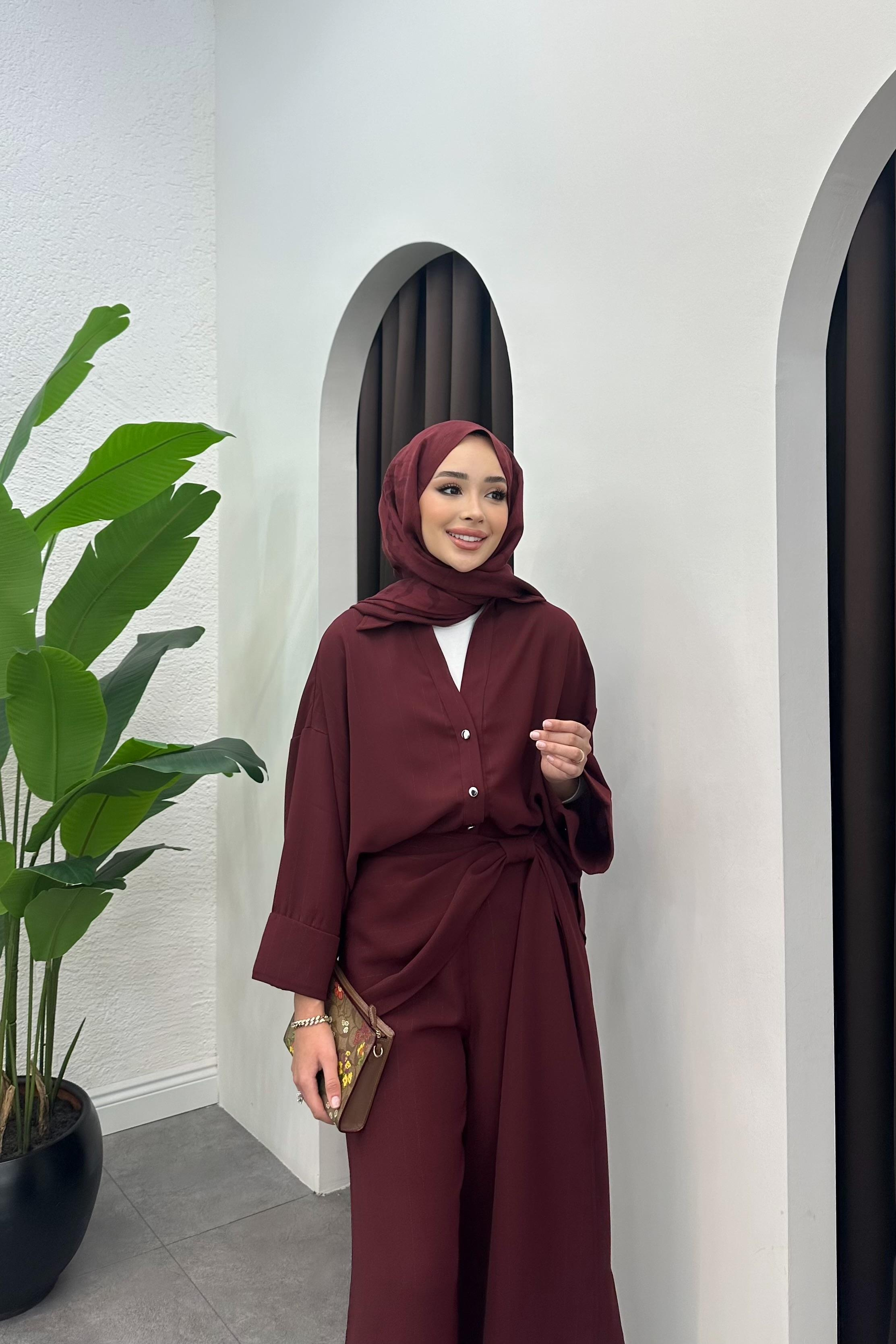Danyela Pantalon Detay Takım - BORDO