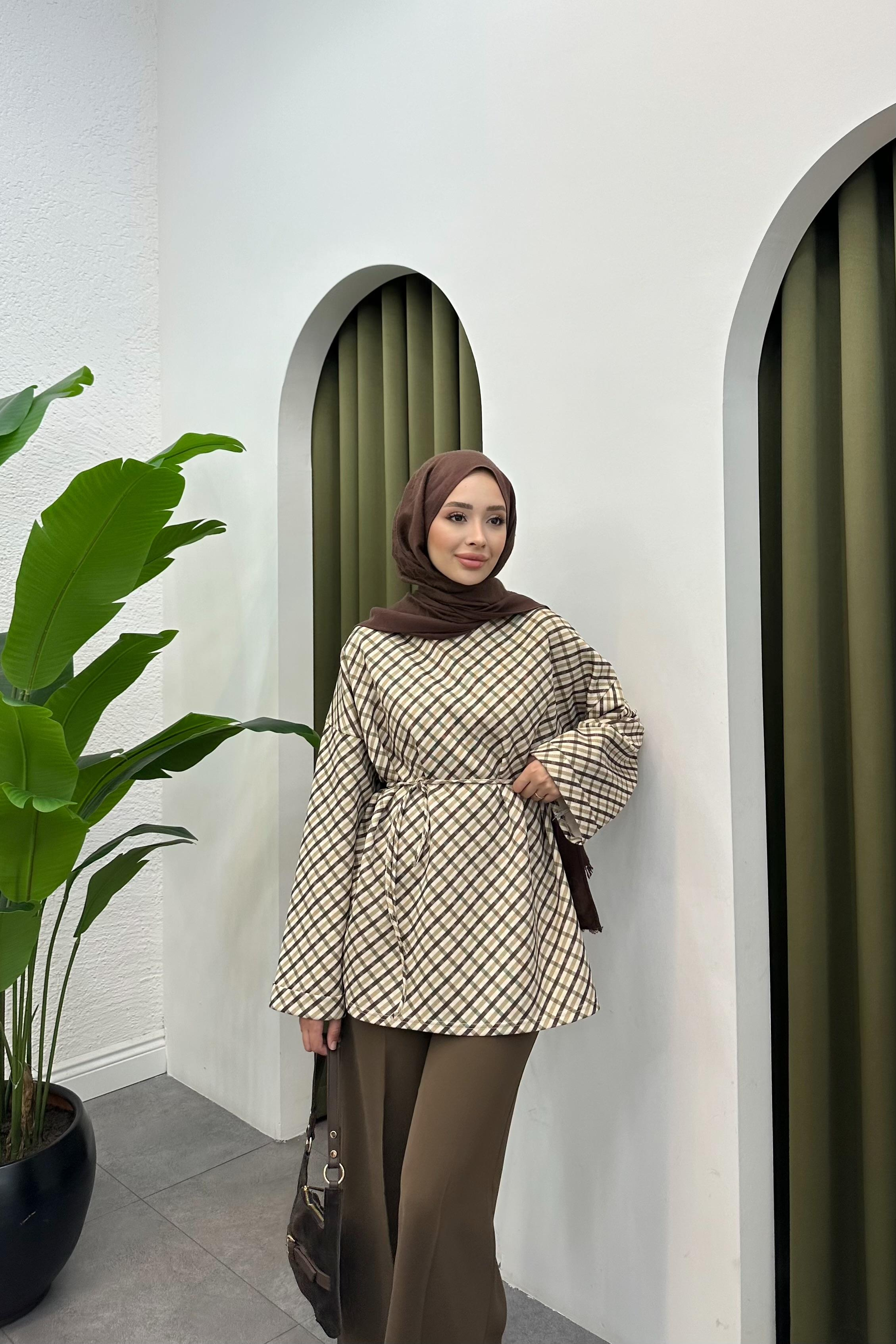 Desenli Scuba Sweatshirt - KAHVE