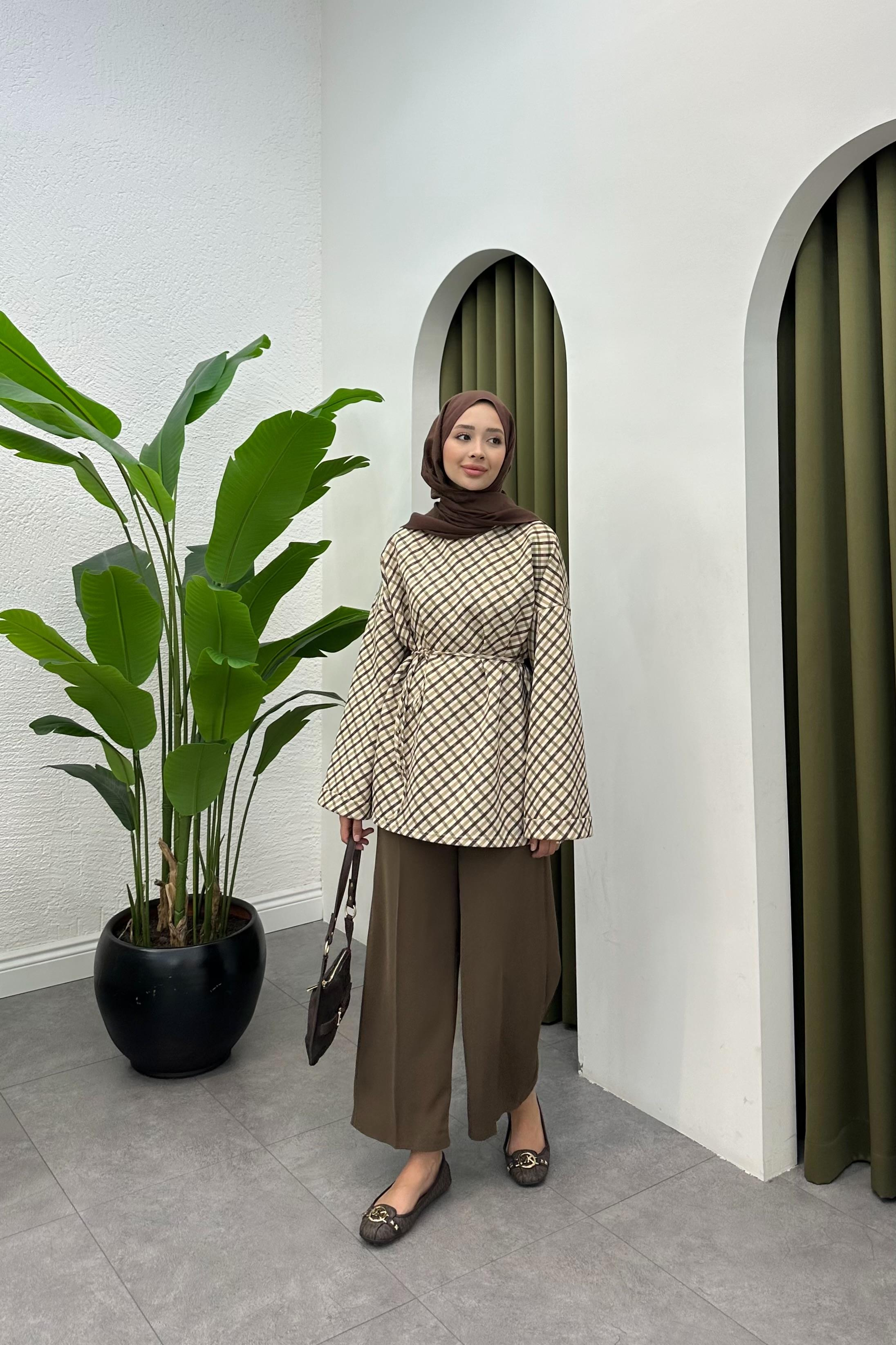 Desenli Scuba Sweatshirt - KAHVE