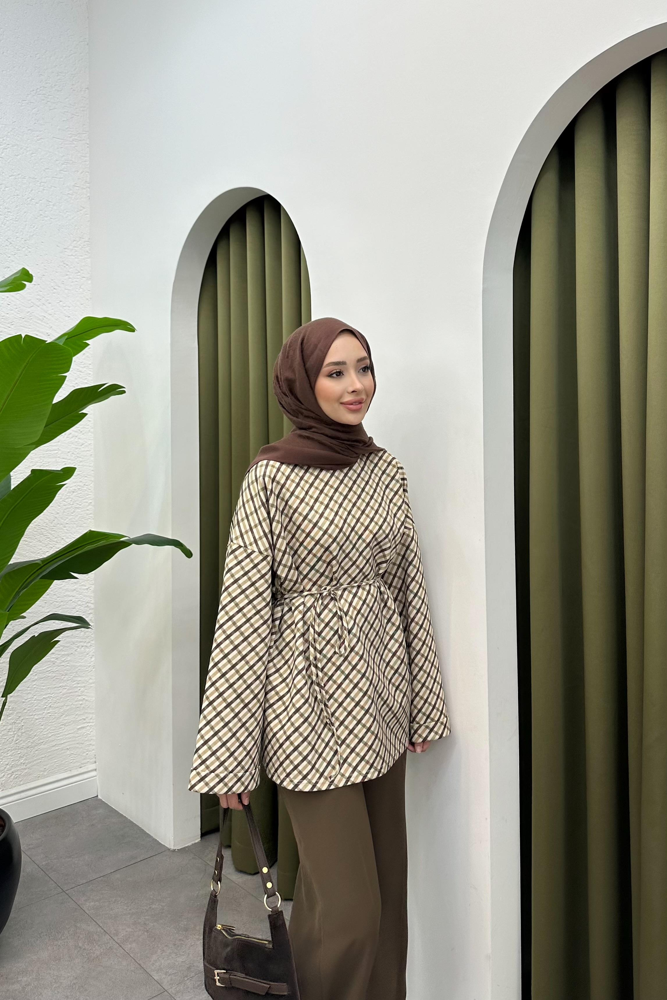 Desenli Scuba Sweatshirt - KAHVE