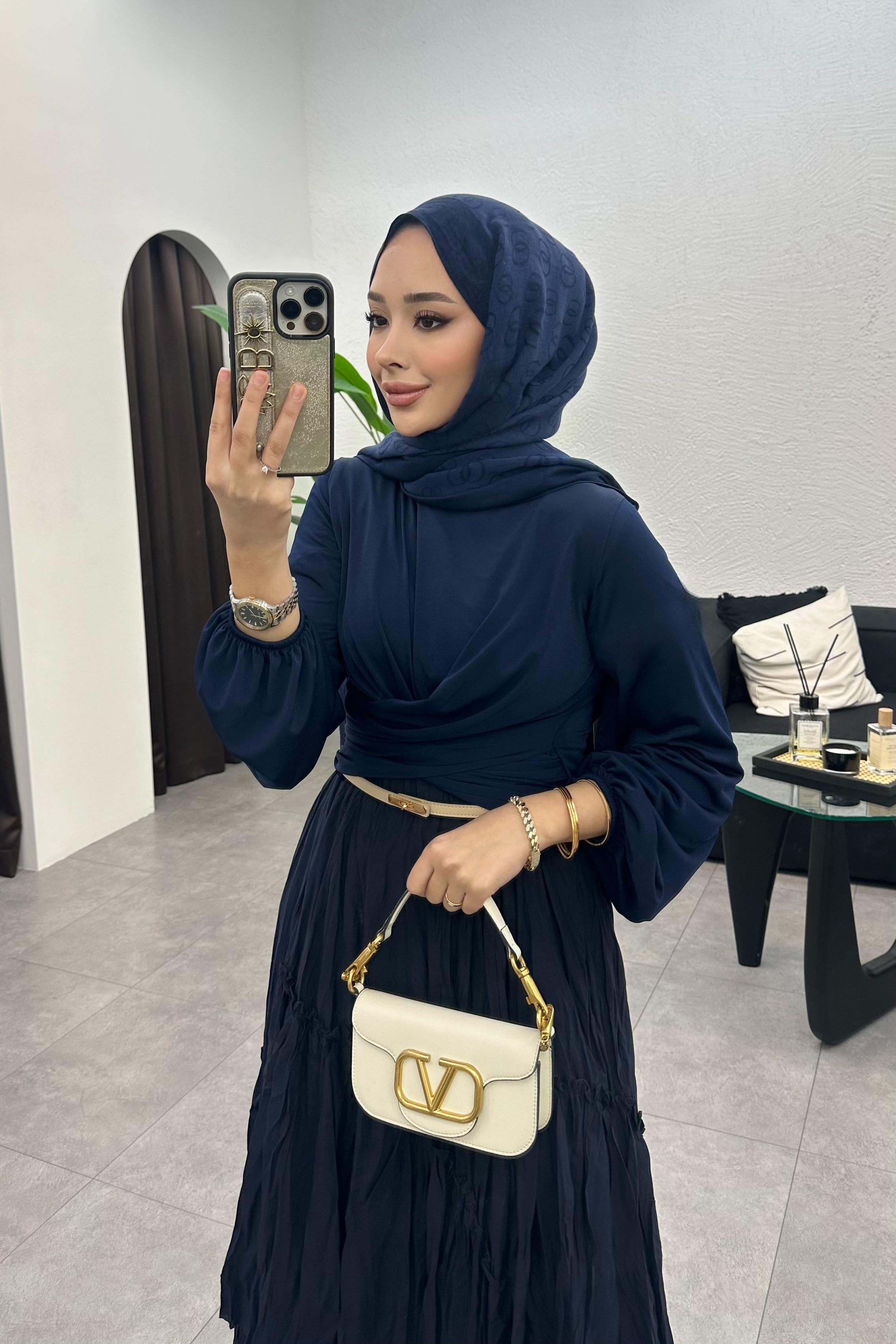 Drape Detaylı Bluz - LACİVERT