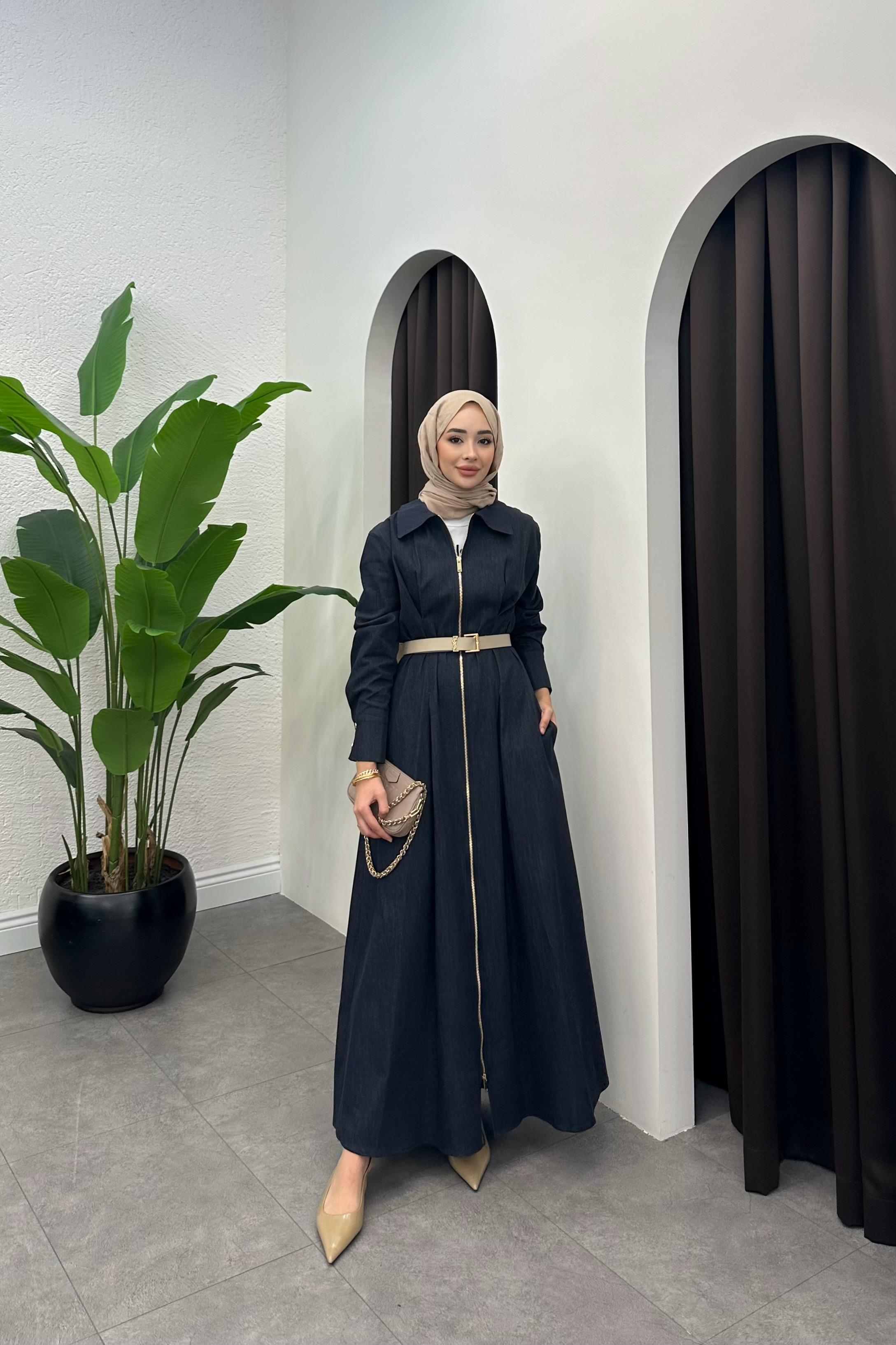 Evsa Denim Elbise - LACİVERT