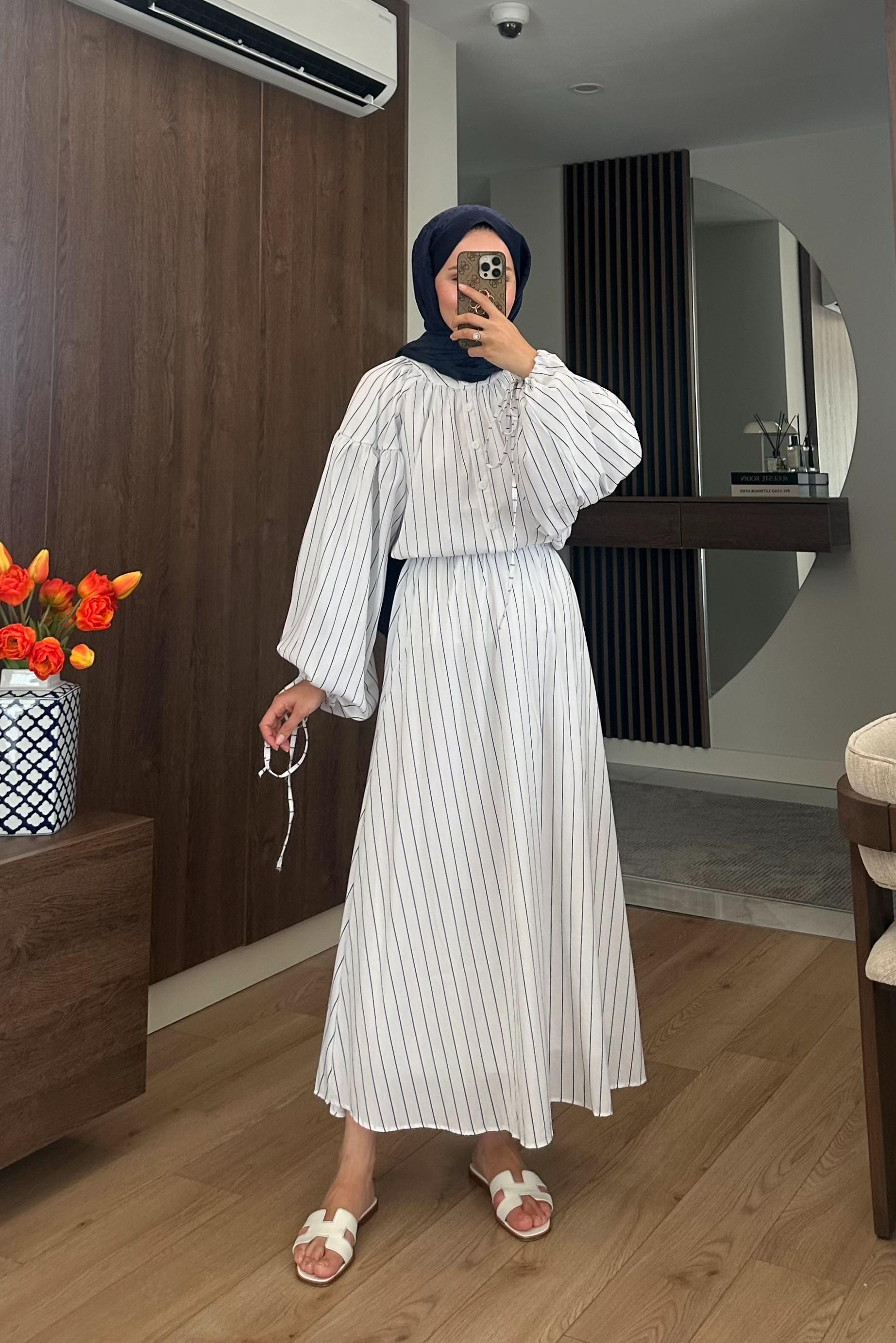 Gabriel Çizgili Etek Takım - LACİVERT