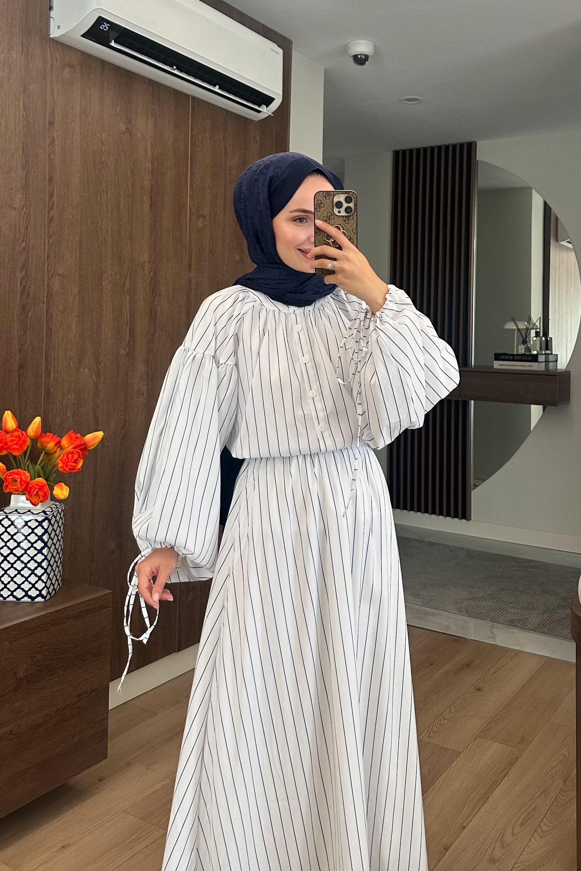 Gabriel Çizgili Etek Takım - LACİVERT