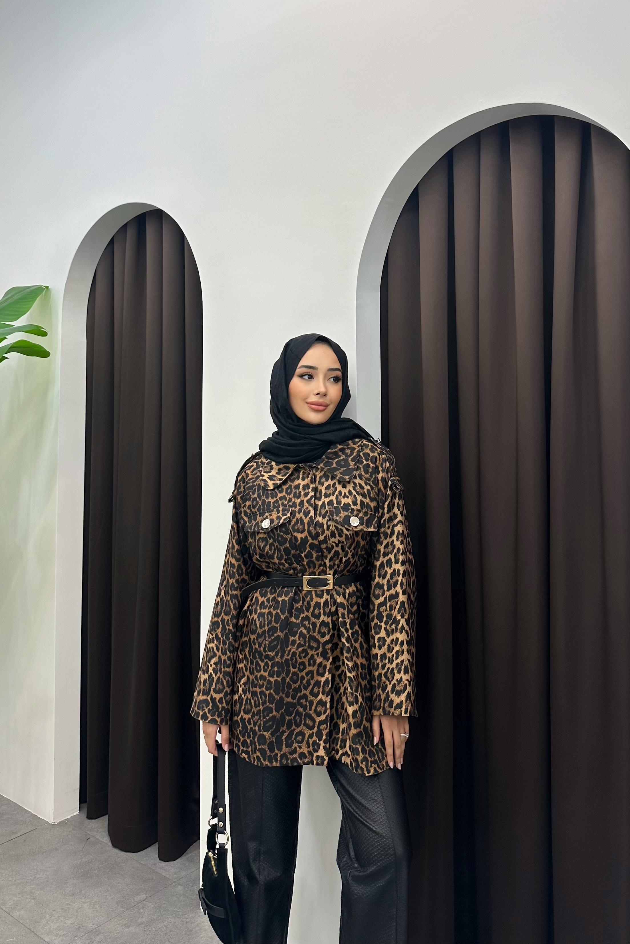 Galeda Leopar Desenli Kap - SİYAH