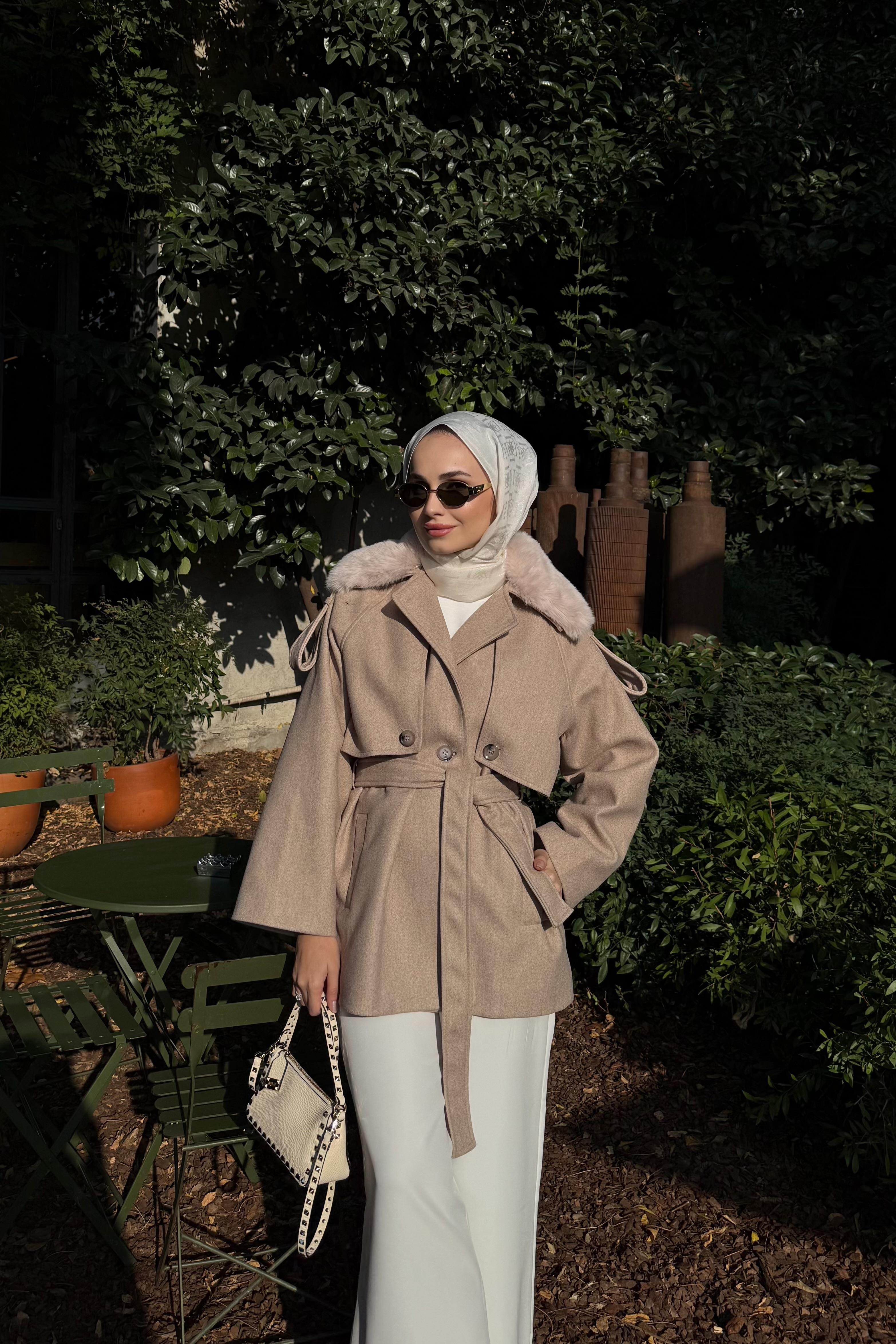 Kürk Detay Kısa Kaban - TAŞ