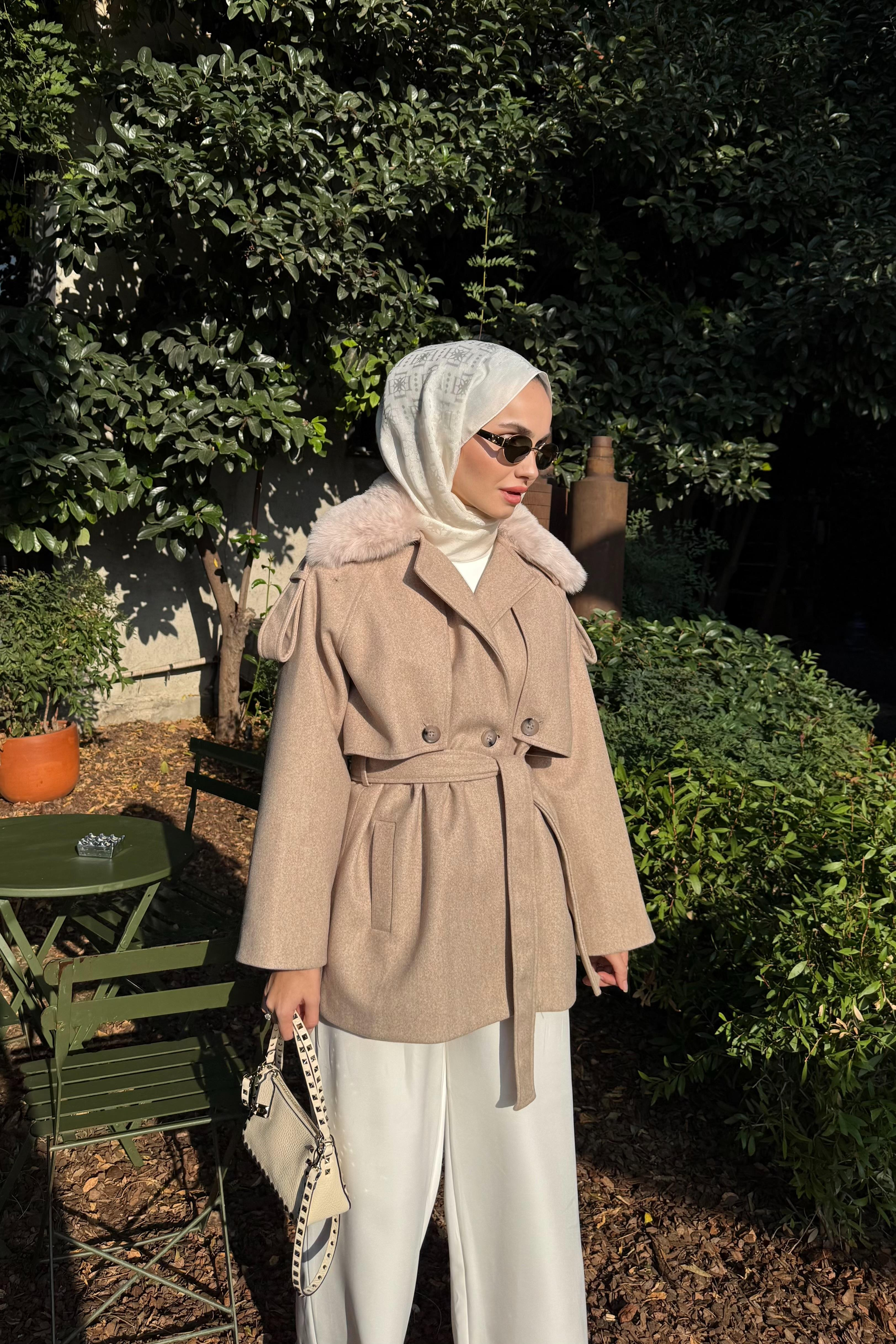 Kürk Detay Kısa Kaban - TAŞ