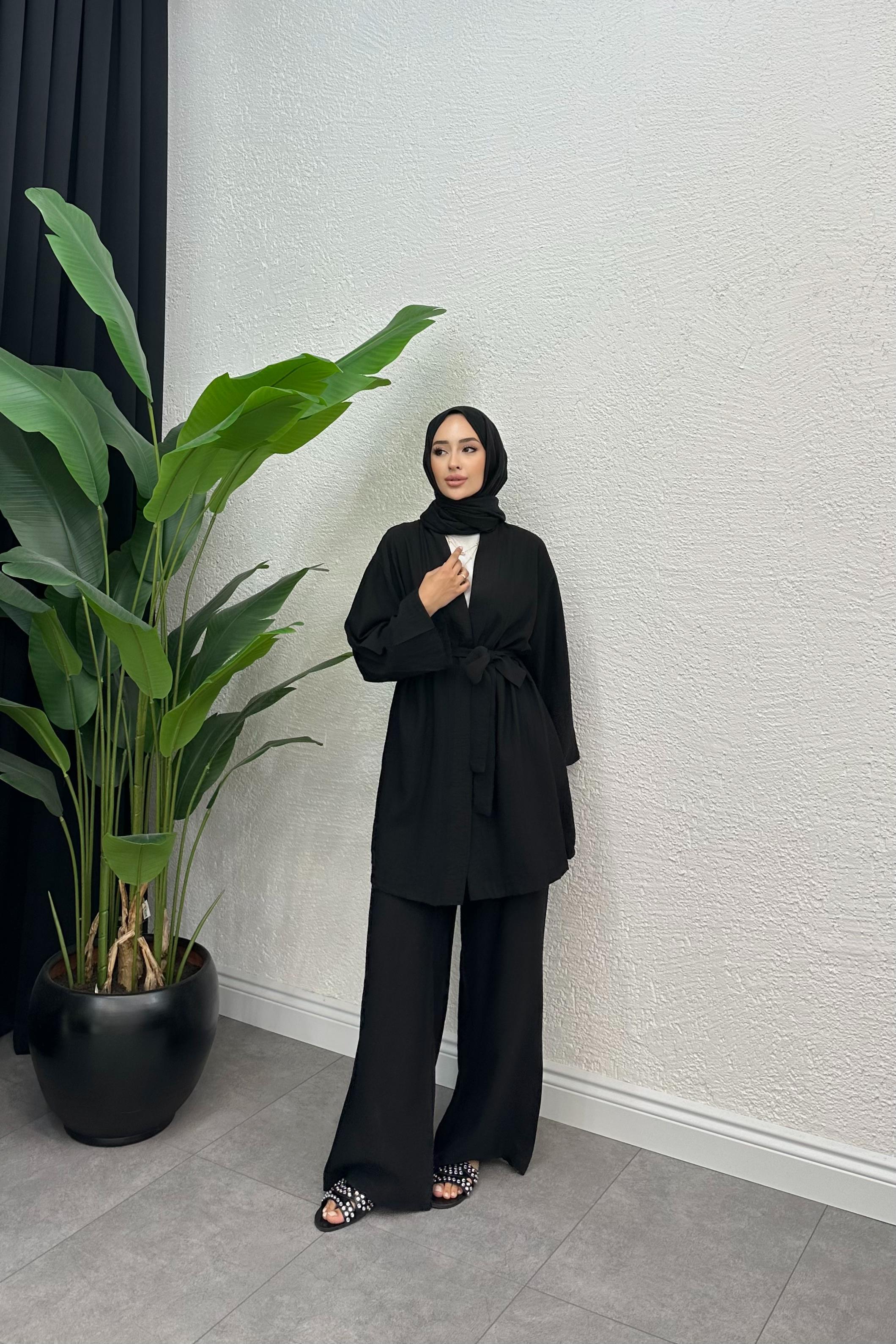 Layla Üçlü Pantolonlu Takım - SİYAH