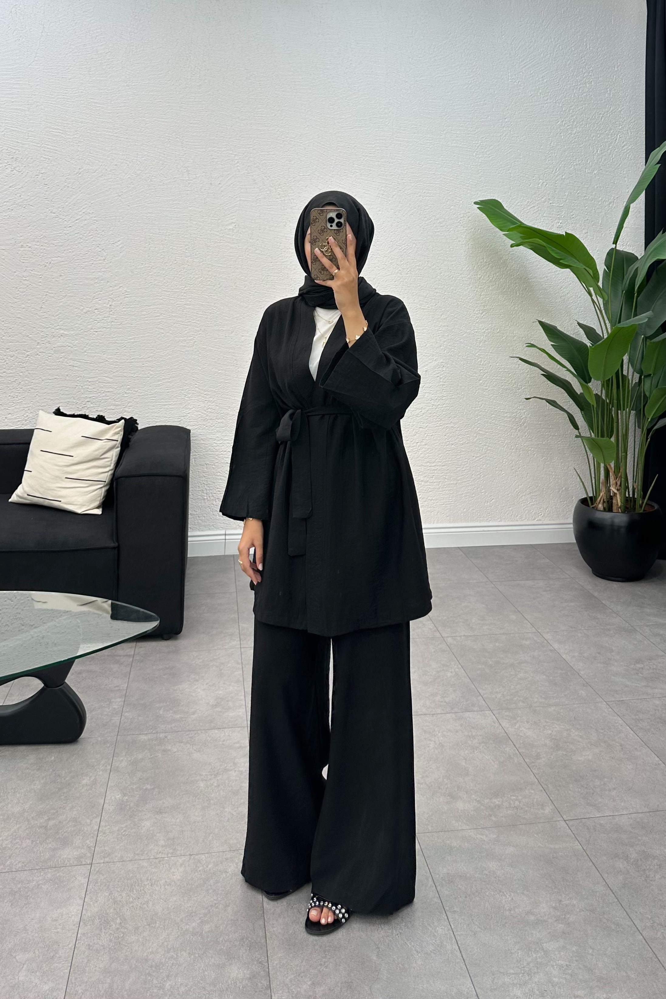 Layla Üçlü Pantolonlu Takım - SİYAH