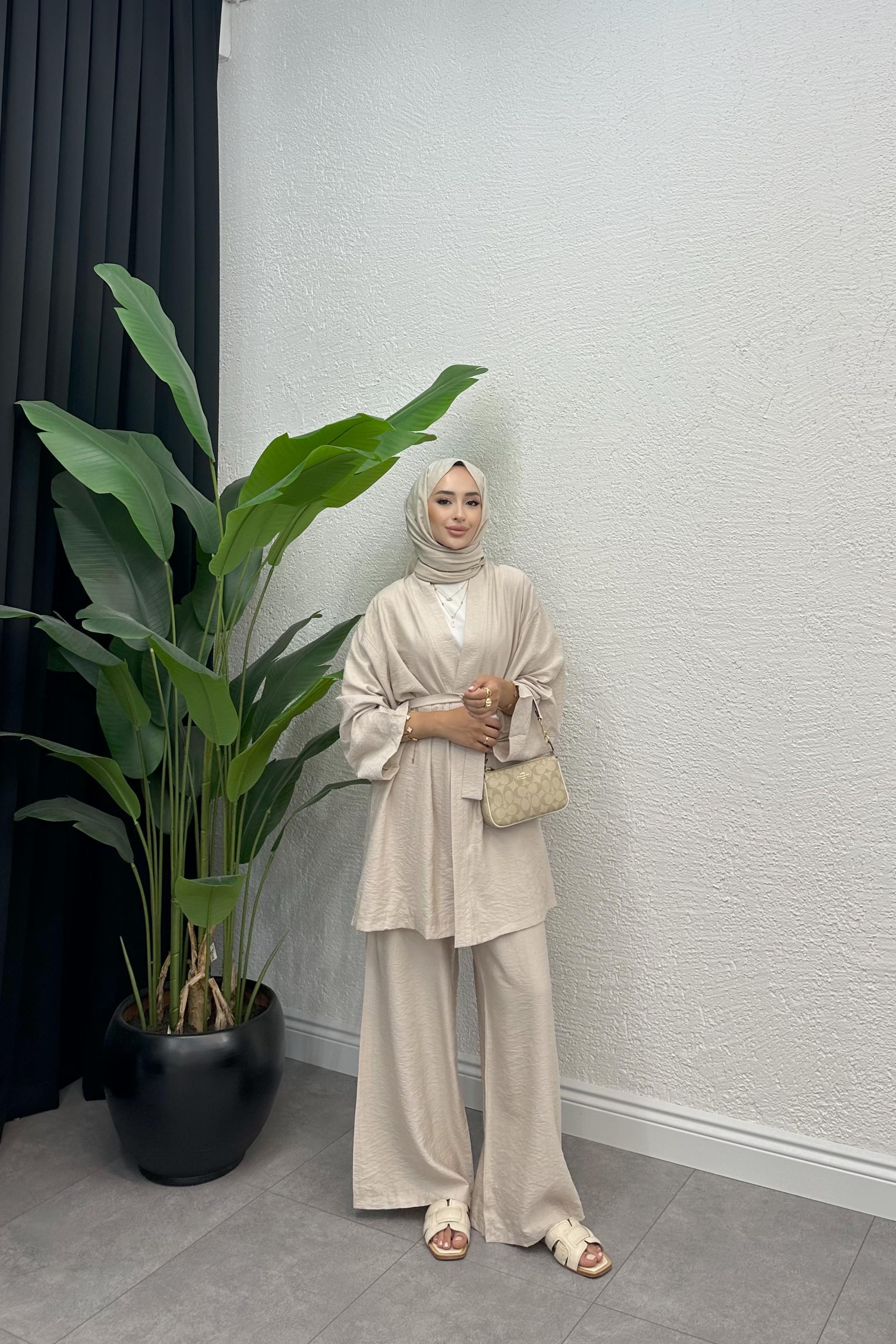 Layla Üçlü Pantolonlu Takım - TAŞ