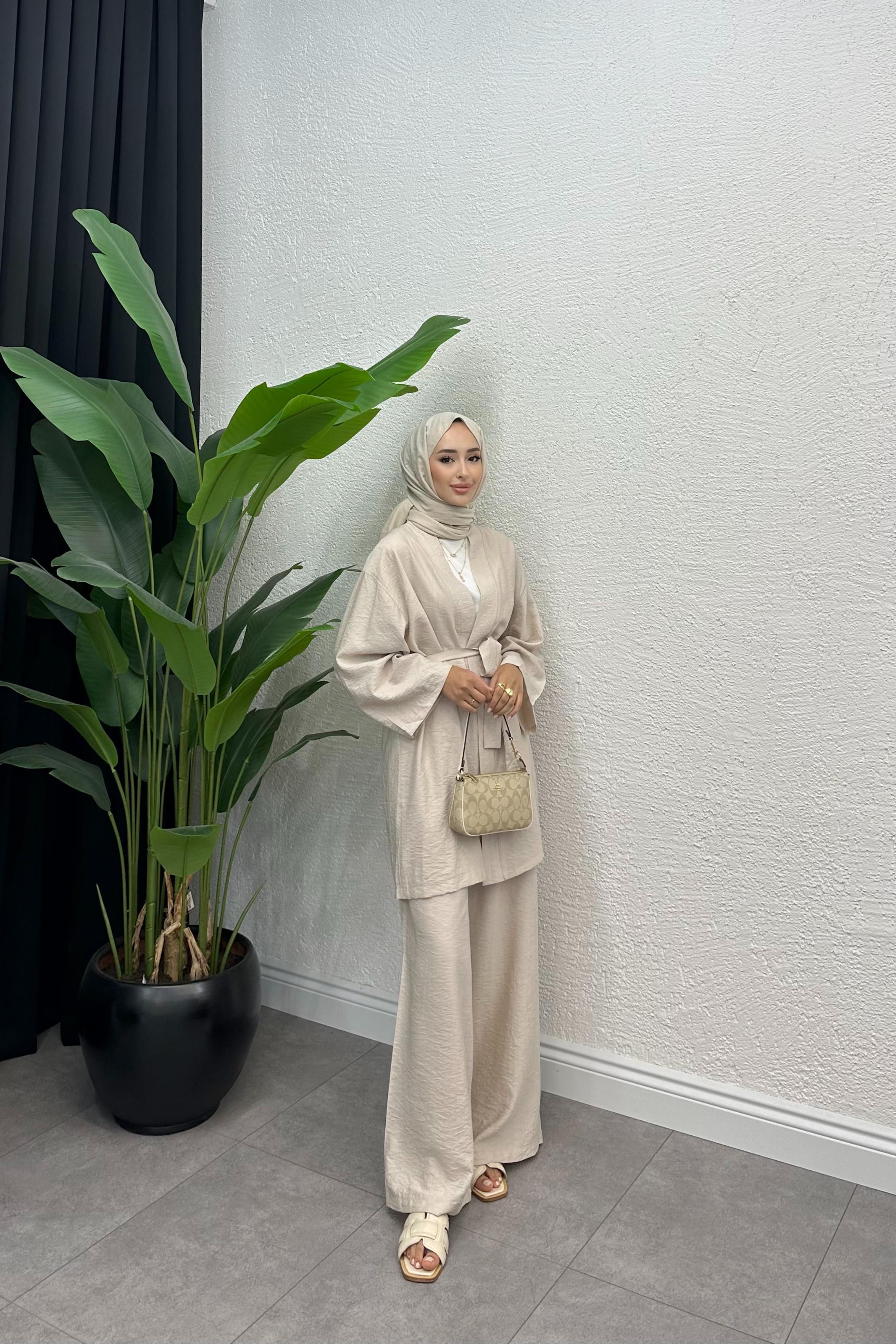 Layla Üçlü Pantolonlu Takım - TAŞ