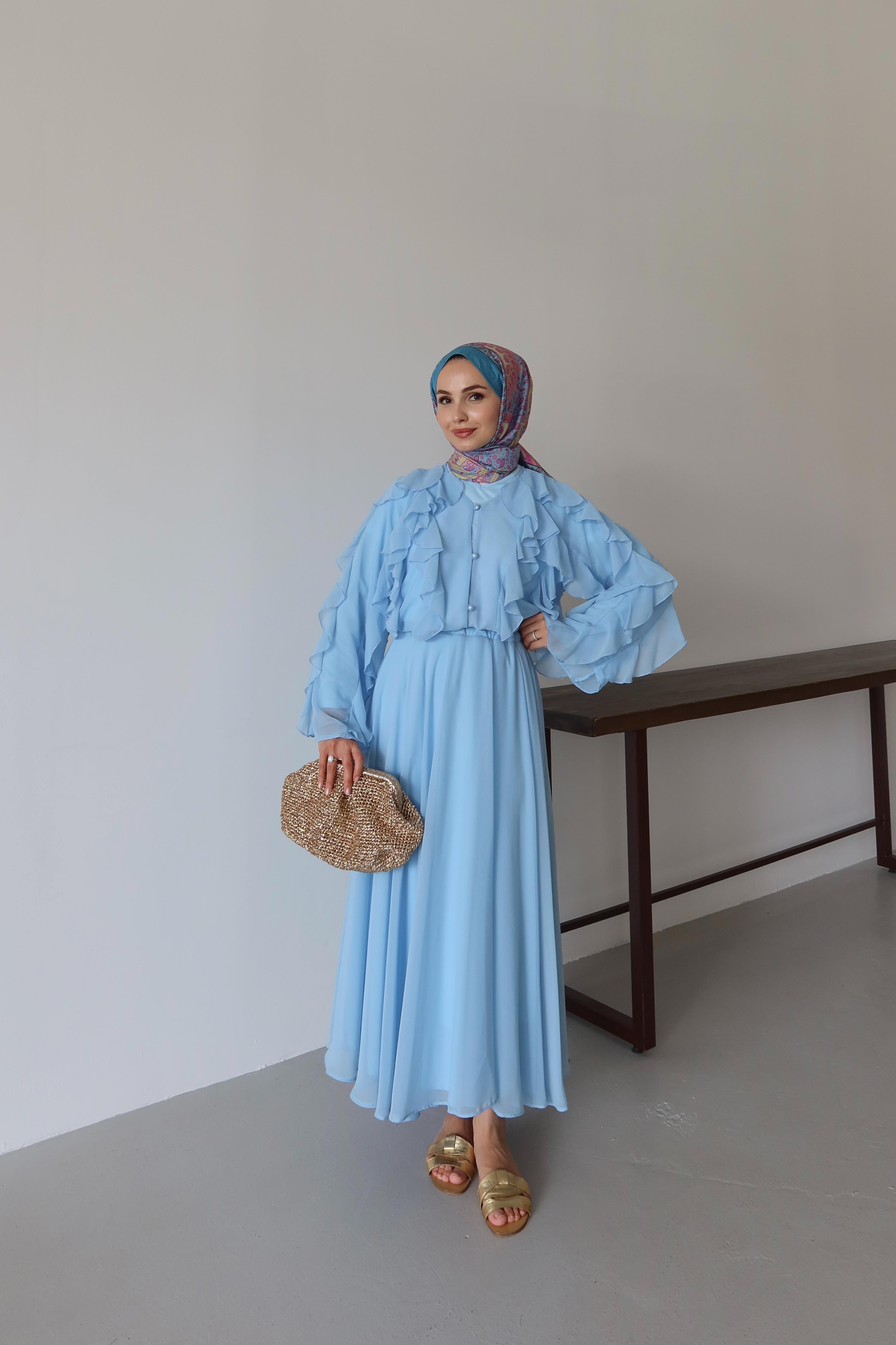 Liore Volan Detay Etek Takım - MAVİ