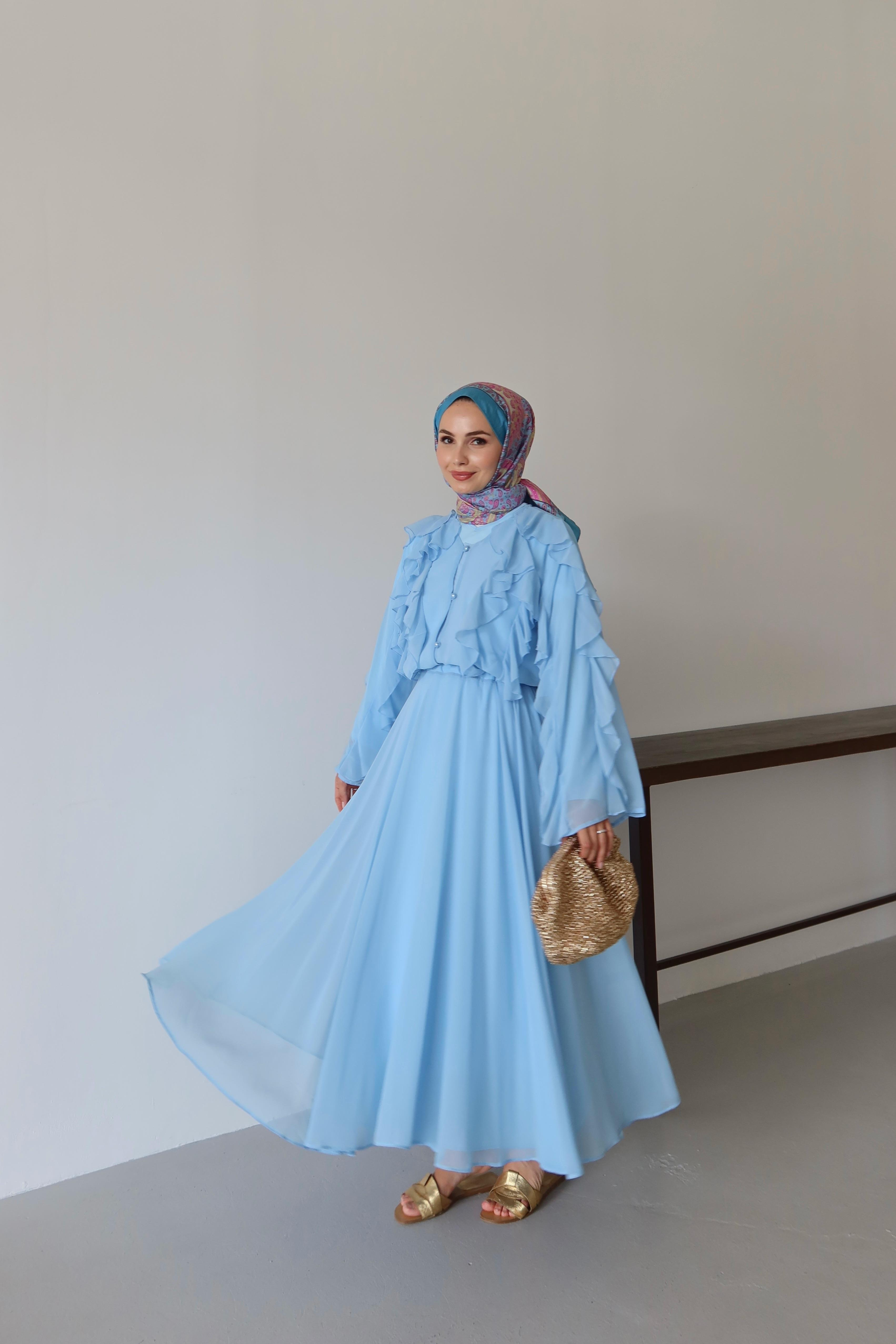 Liore Volan Detay Etek Takım - MAVİ