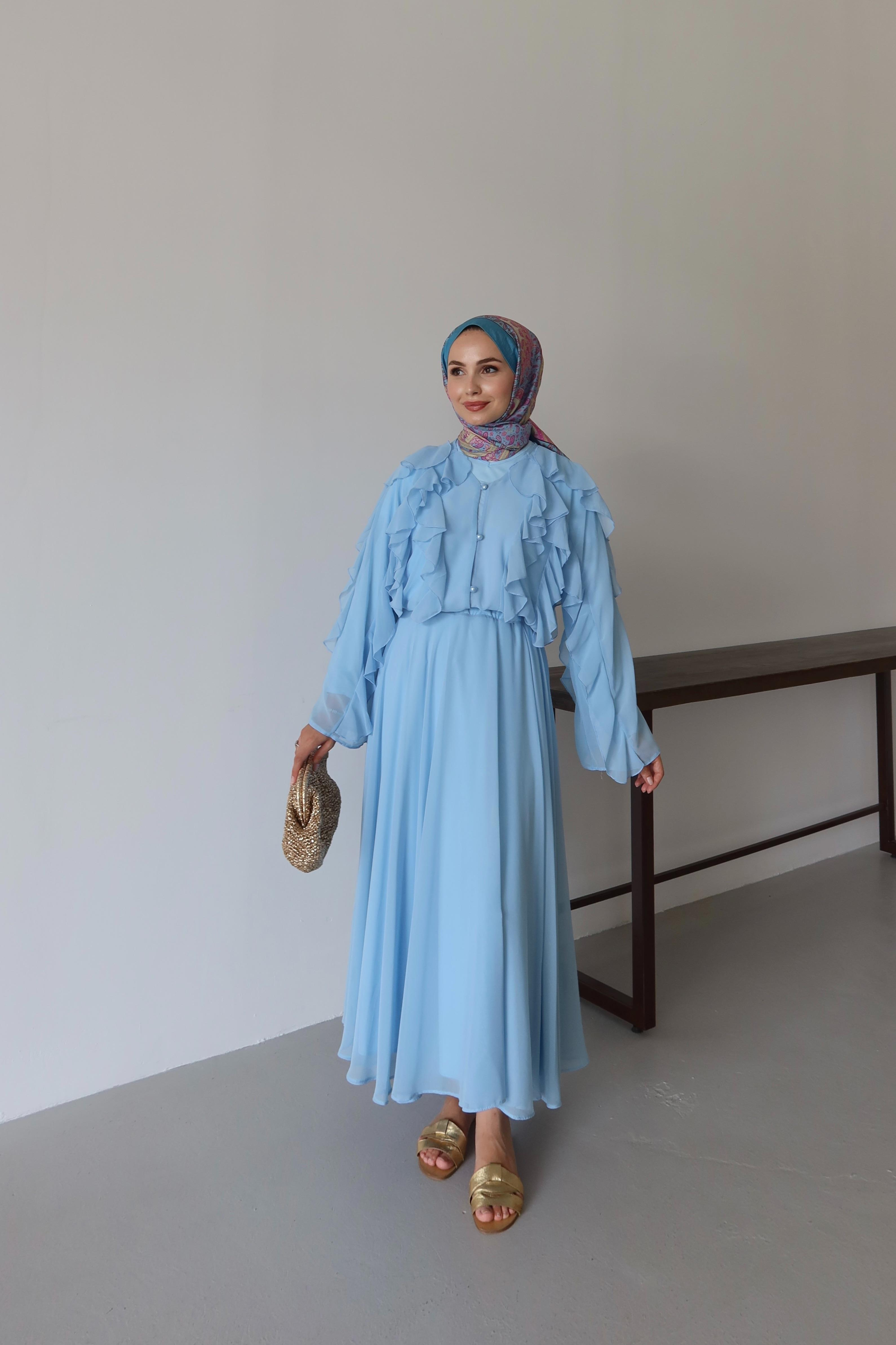 Liore Volan Detay Etek Takım - MAVİ