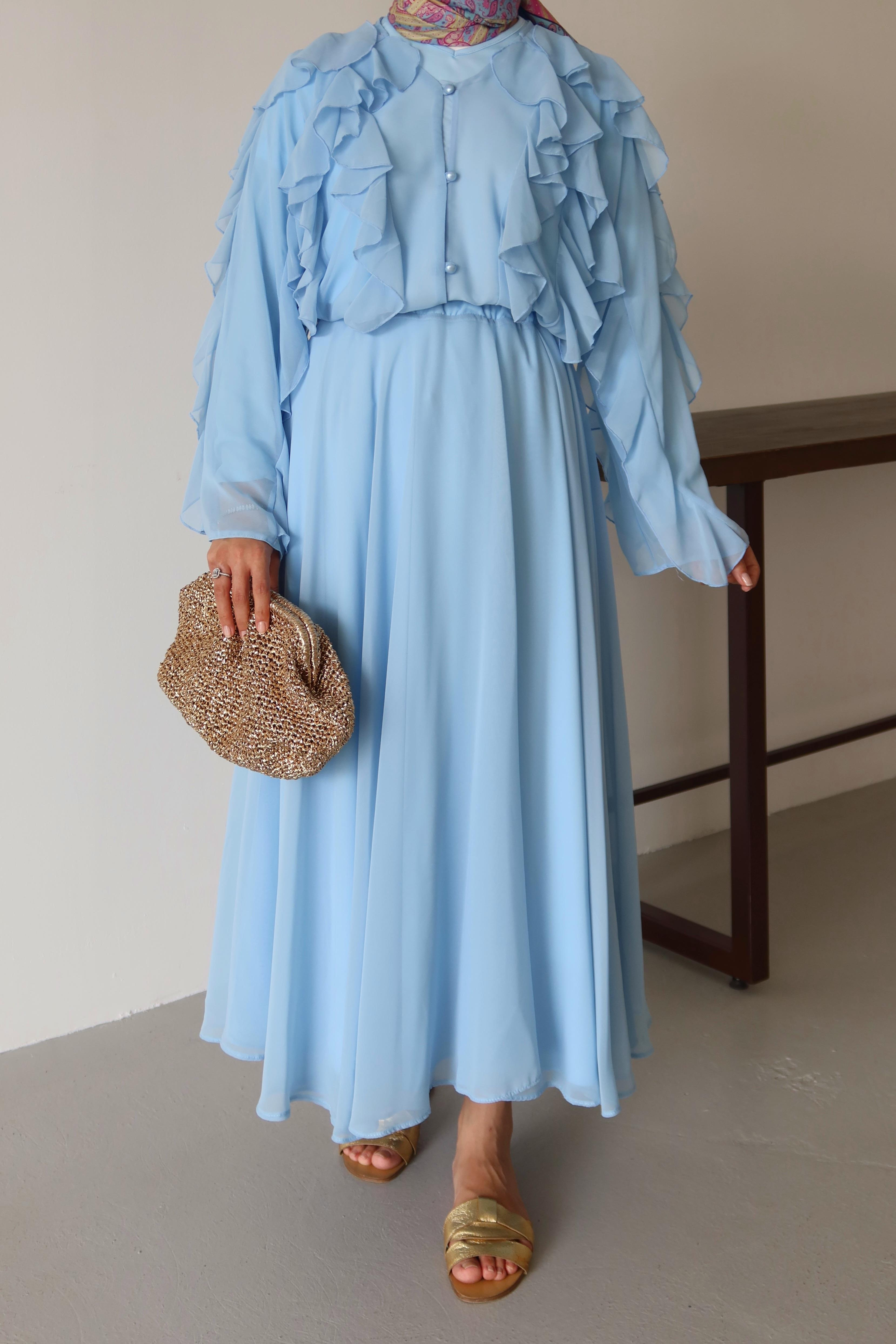 Liore Volan Detay Etek Takım - MAVİ