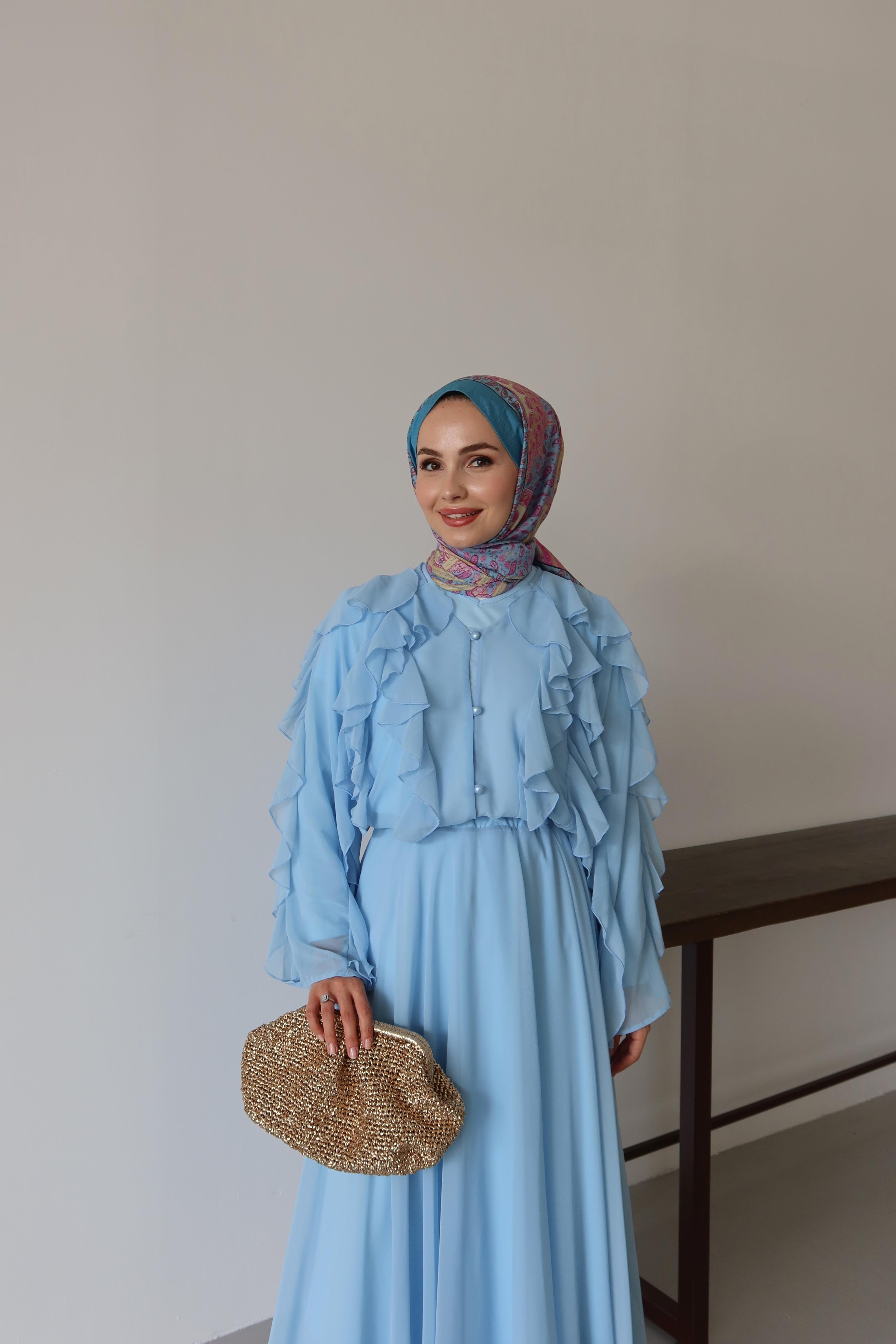 Liore Volan Detay Etek Takım - MAVİ