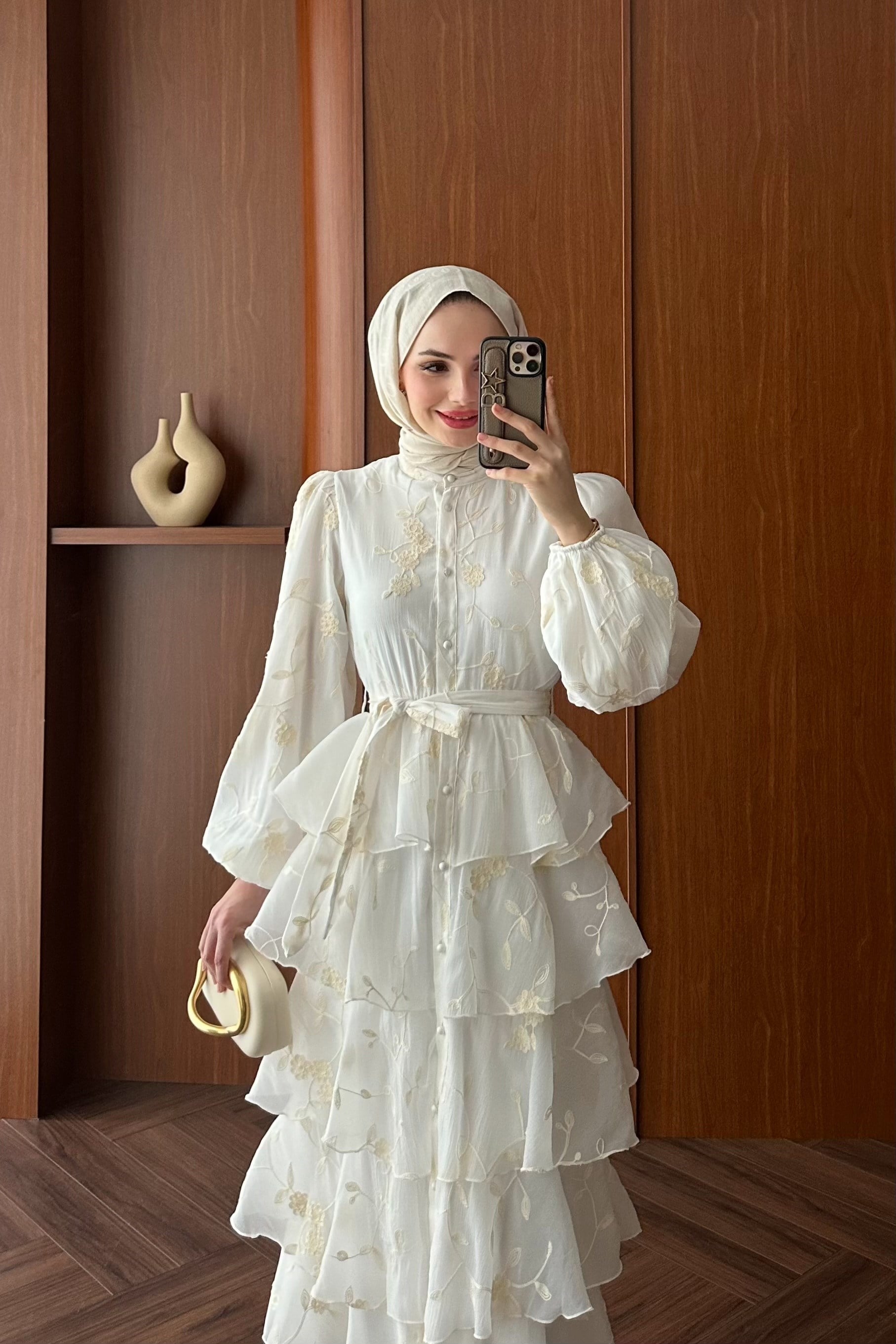 Lumera Volanlı Elbise - EKRU