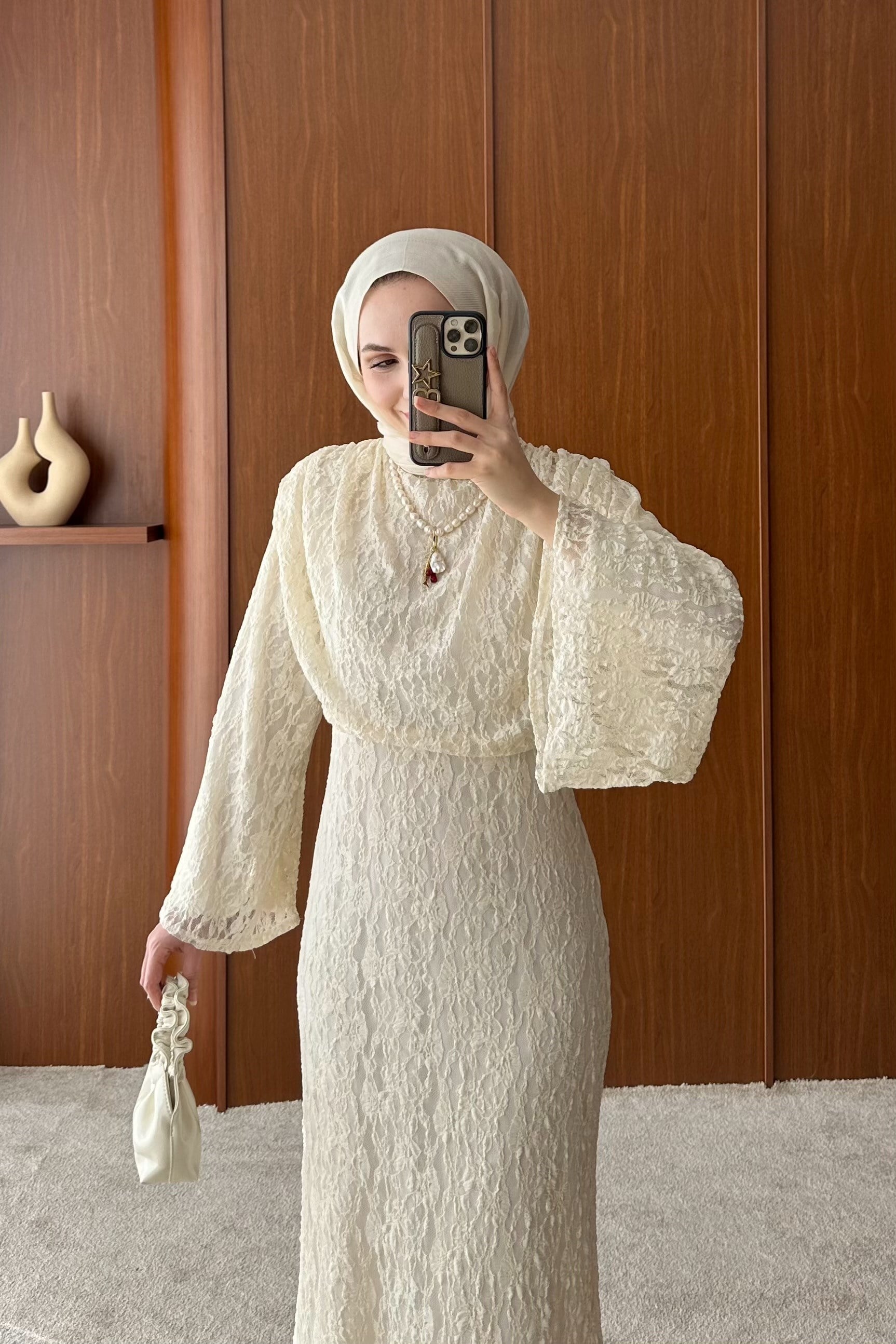 Madella Dantel Elbise - EKRU