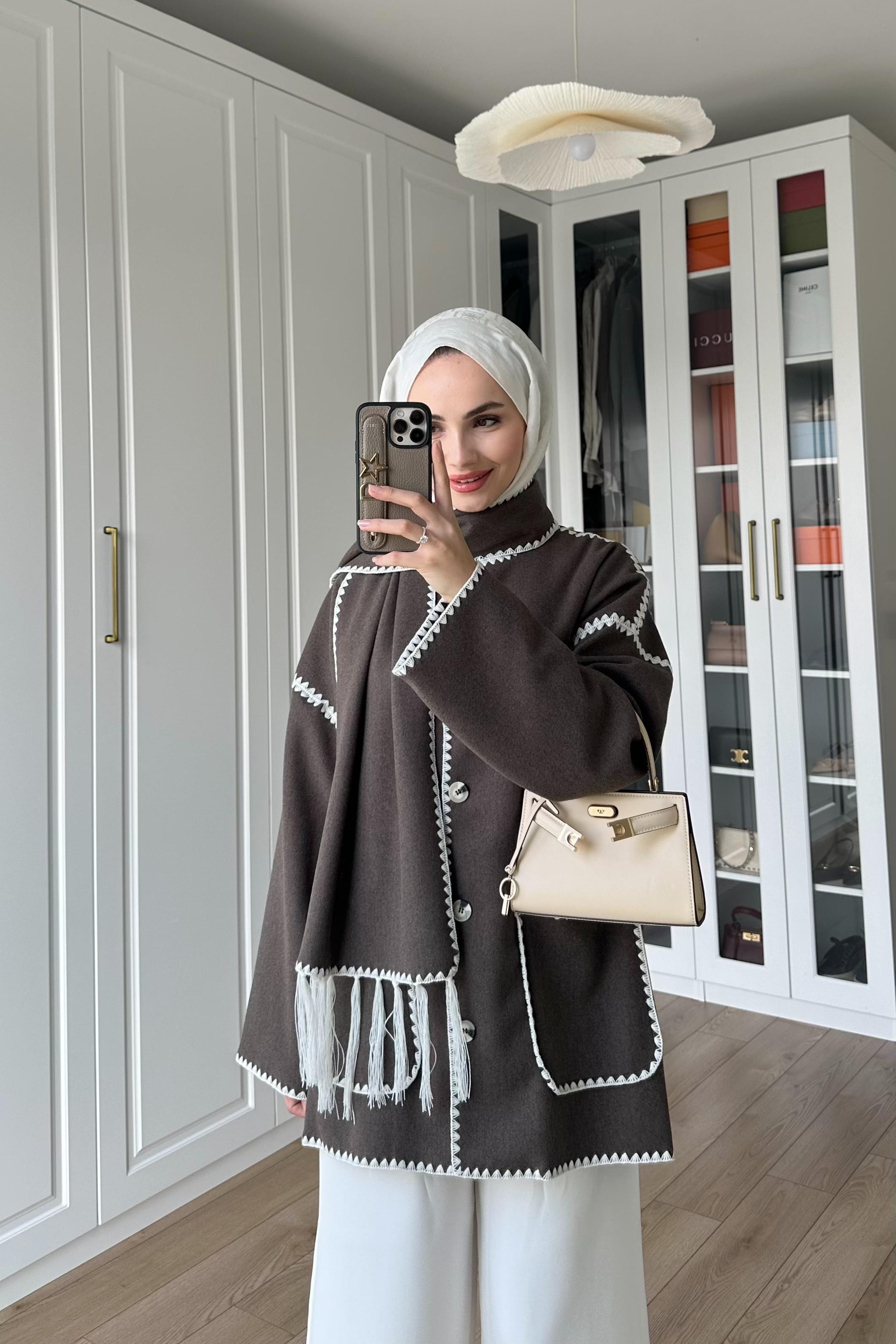 Mari Atkı Detay Ceket - KAHVE