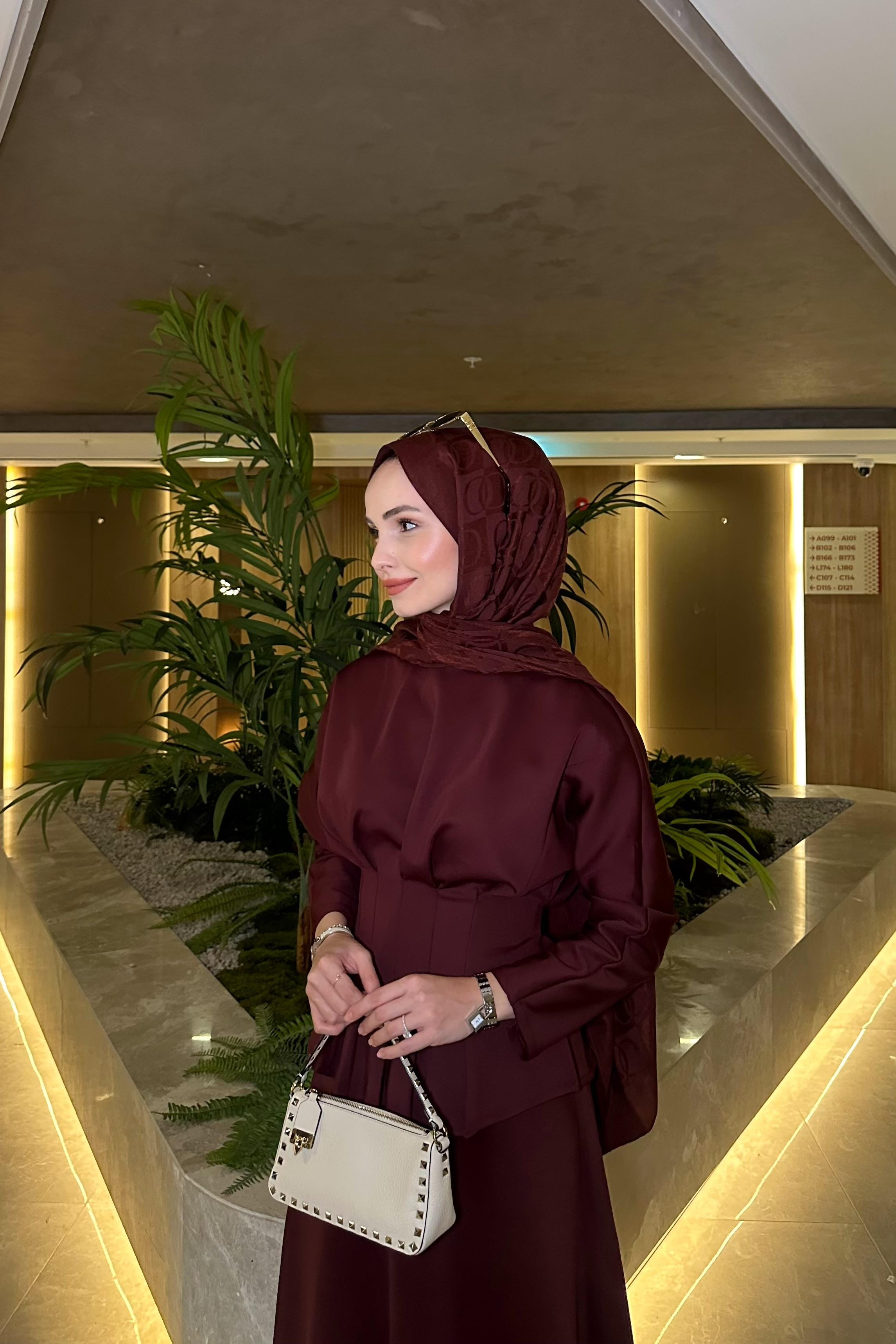 Mayi Pile Detay Etek Takım - BORDO
