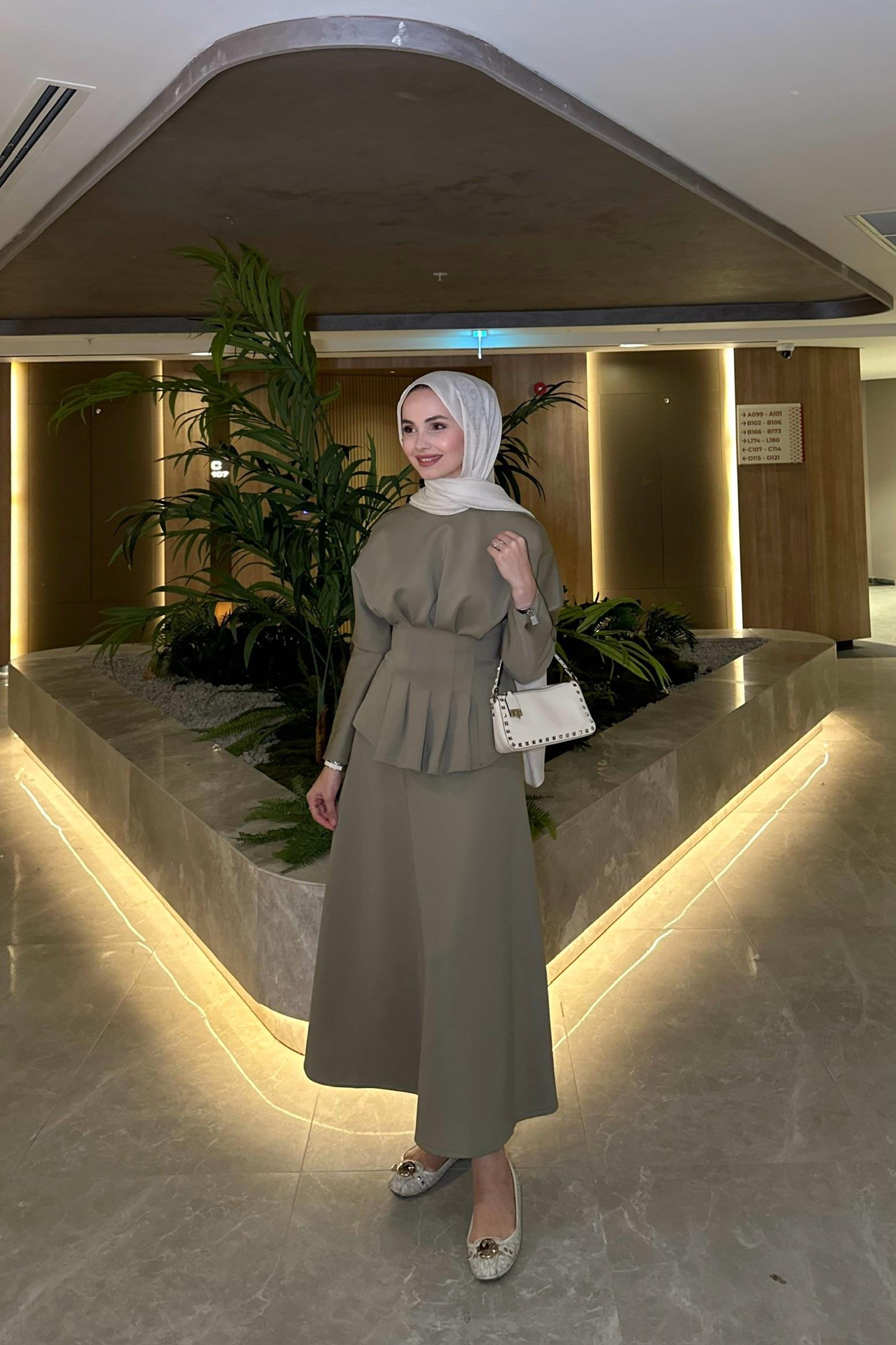 Mayi Pile Detay Etek Takım - HAKİ