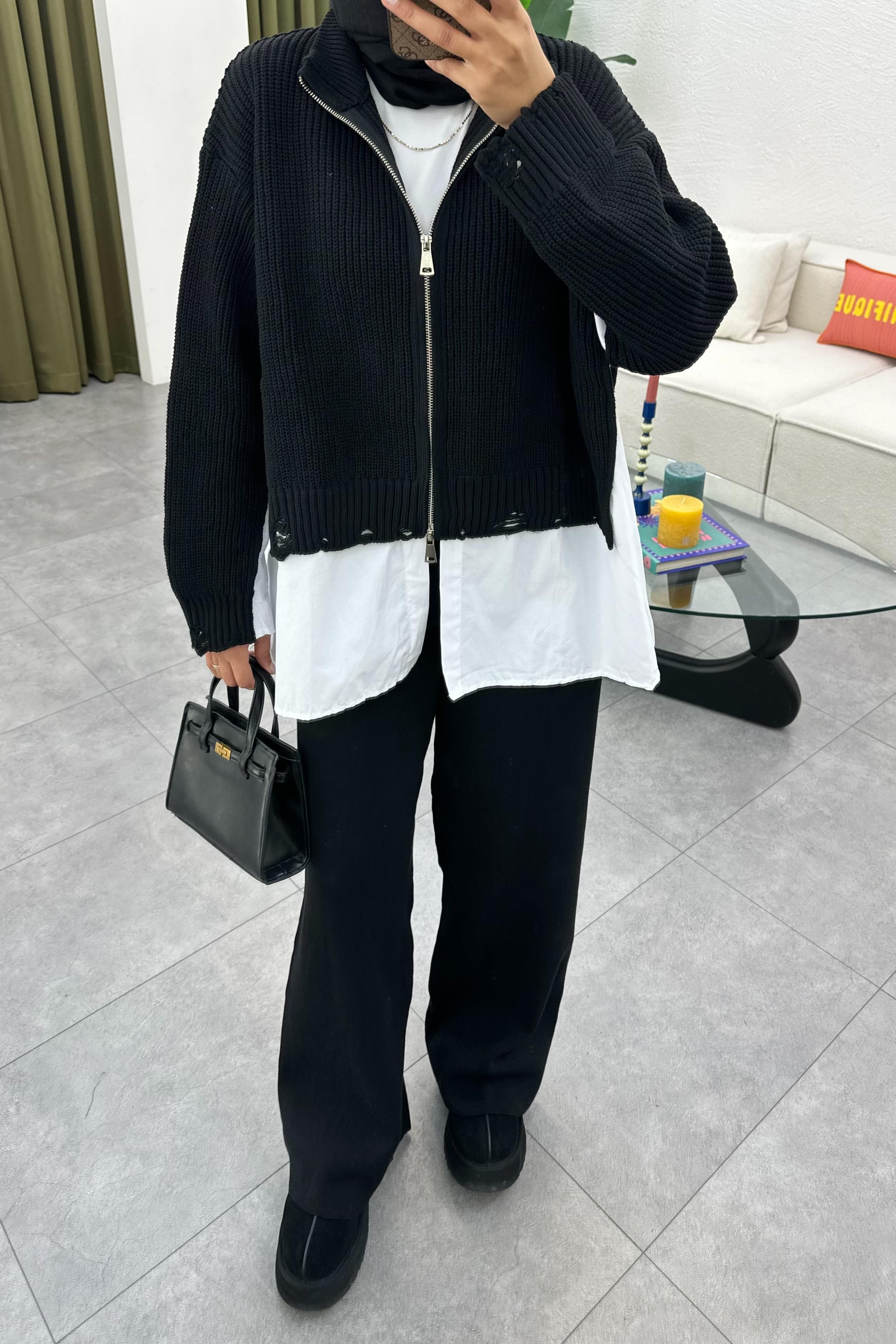 Mire Garnili Triko Takım - SİYAH