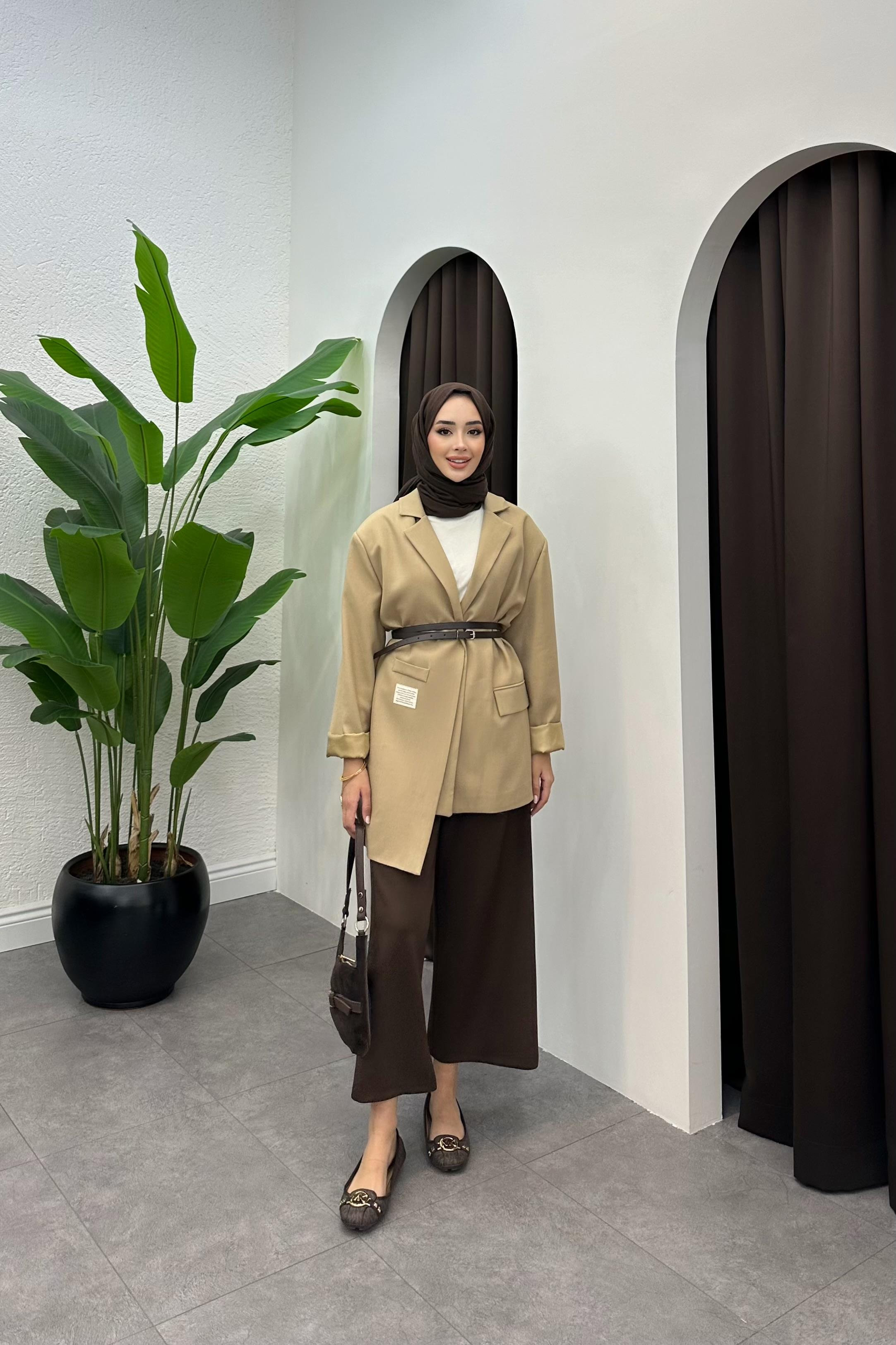 Moli Kemer Detaylı Blazer Ceket - CAMEL