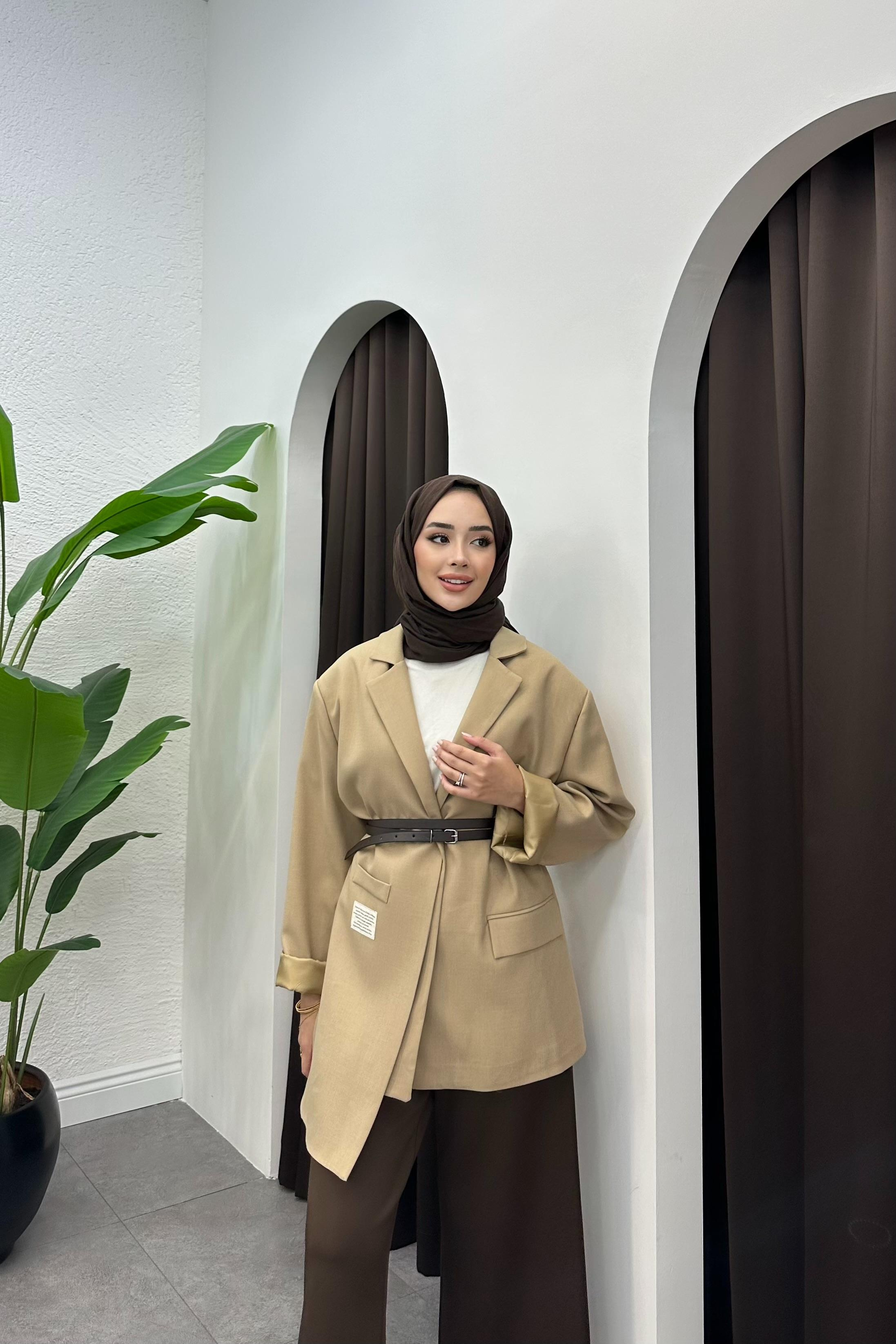 Moli Kemer Detaylı Blazer Ceket - CAMEL
