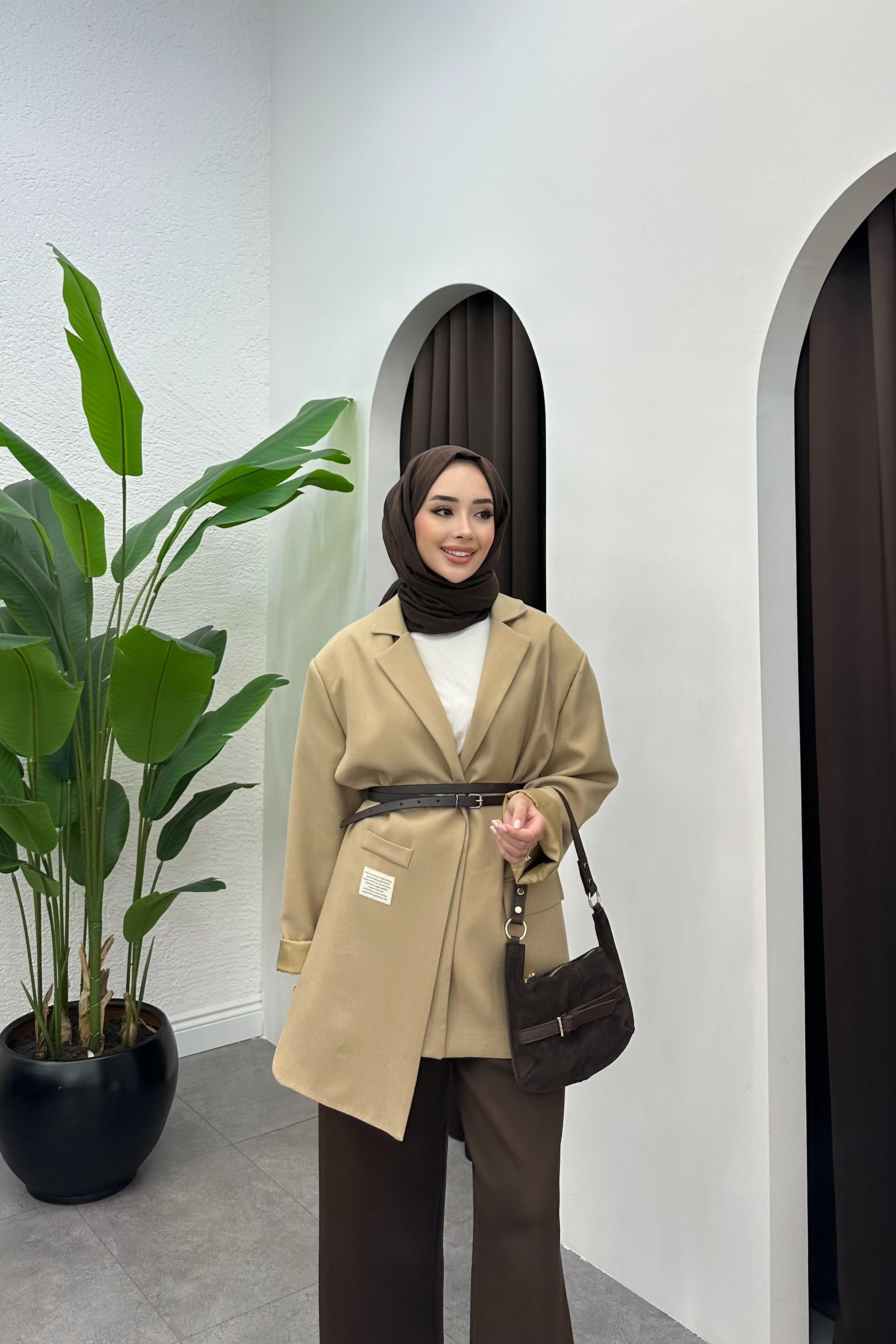 Moli Kemer Detaylı Blazer Ceket - CAMEL