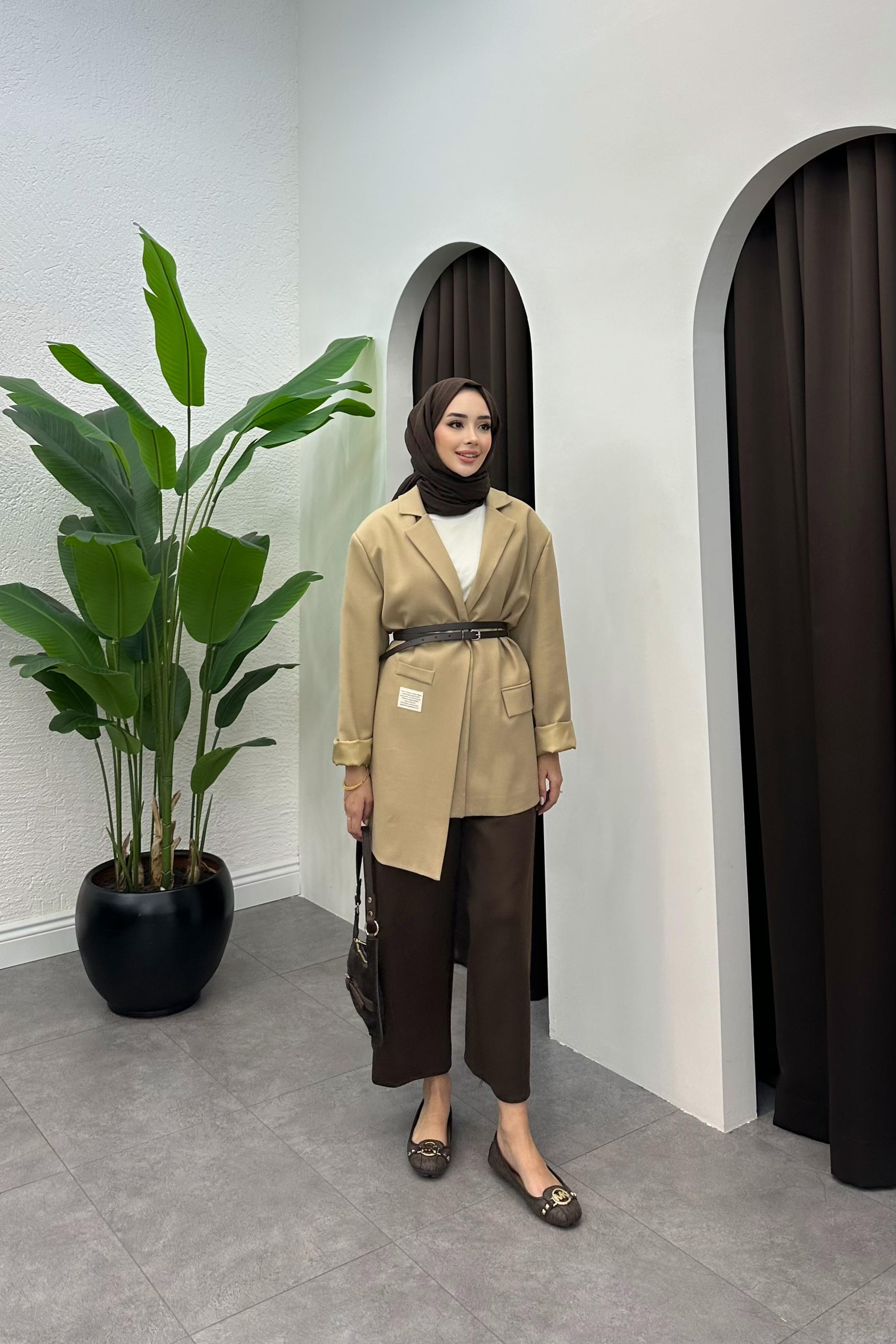 Moli Kemer Detaylı Blazer Ceket - CAMEL