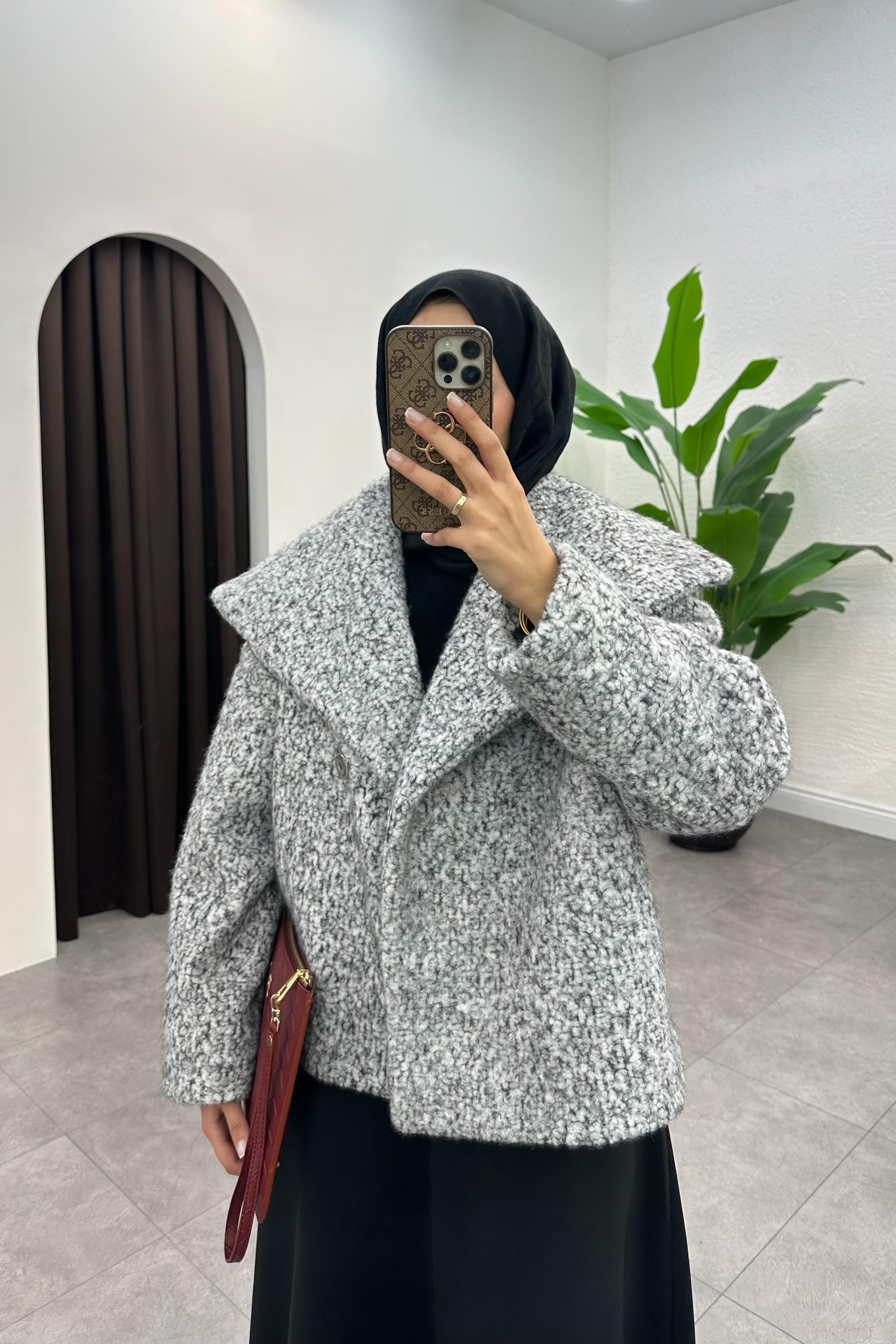 Niola Peluş Kürk Ceket - GRİ