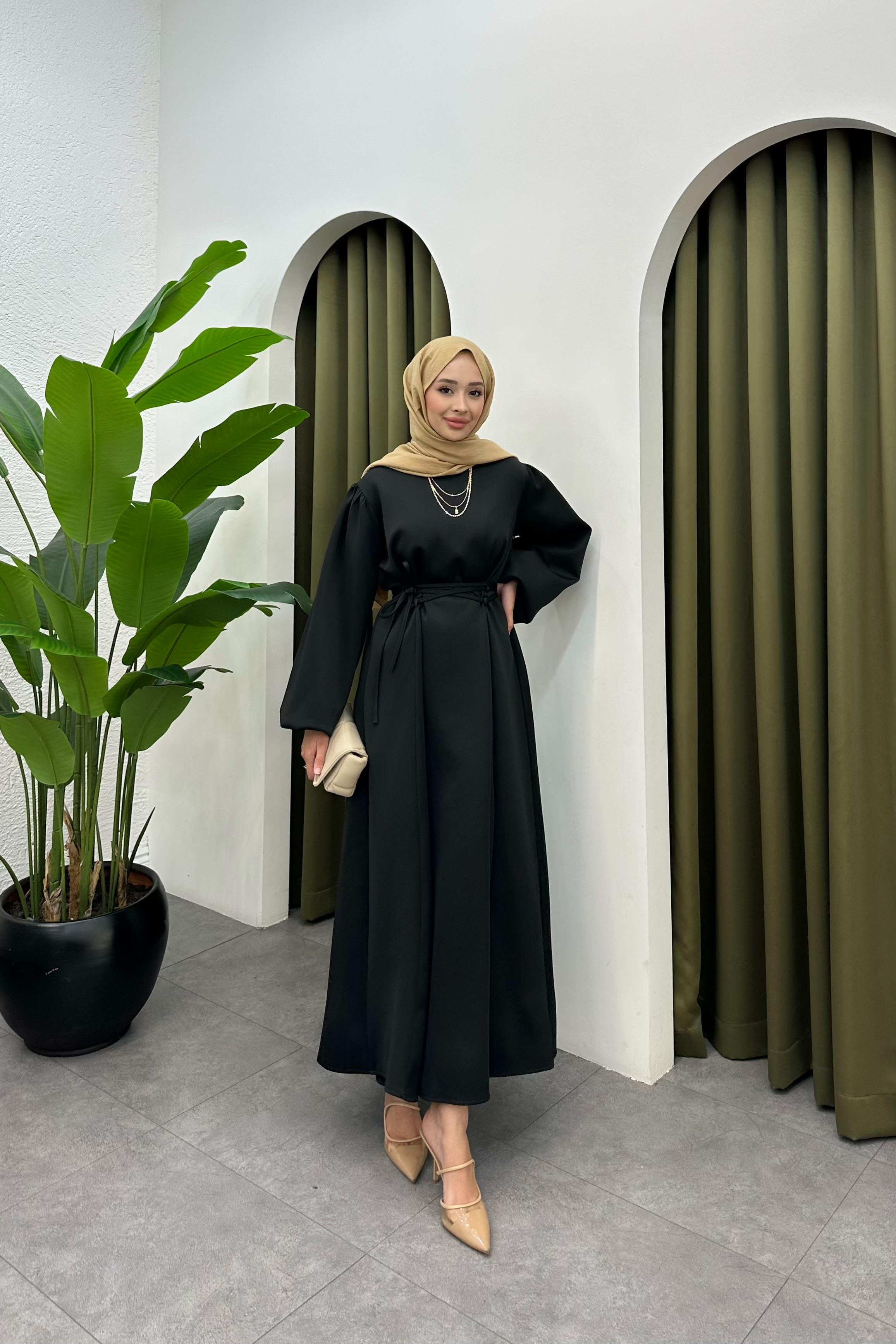 Nolan Çapraz Bağlama Detay Elbise - SİYAH