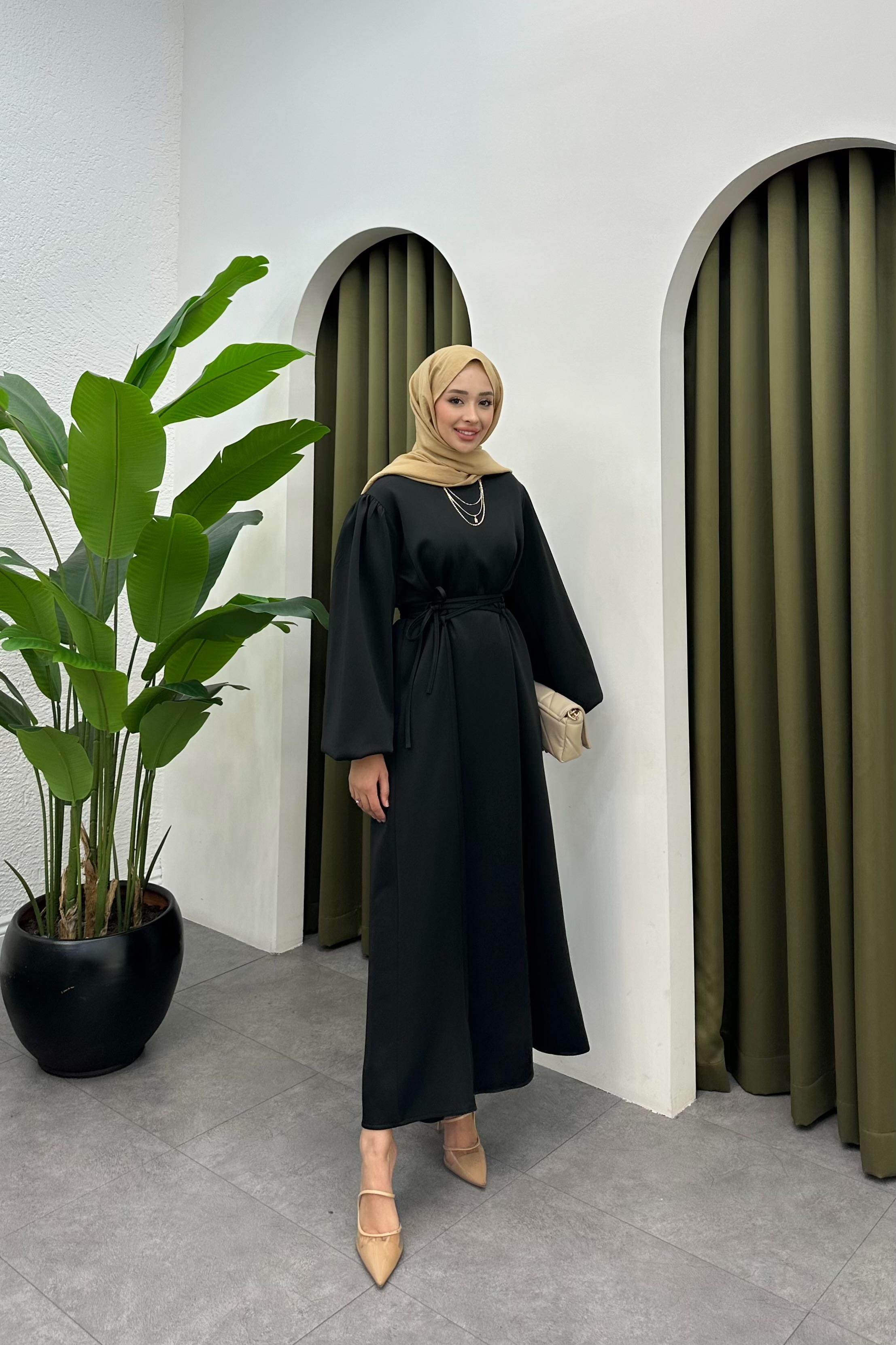 Nolan Çapraz Bağlama Detay Elbise - SİYAH