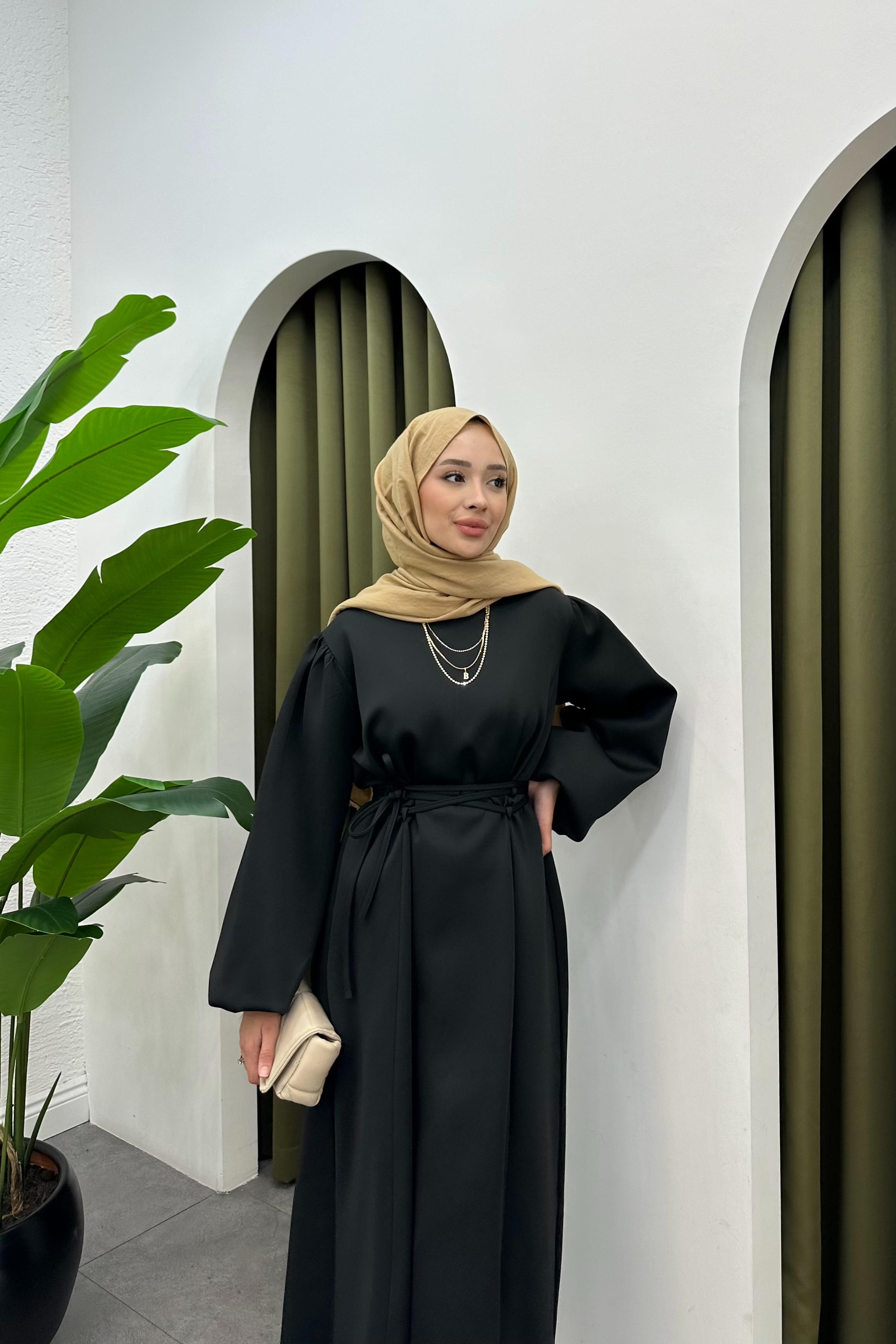 Nolan Çapraz Bağlama Detay Elbise - SİYAH