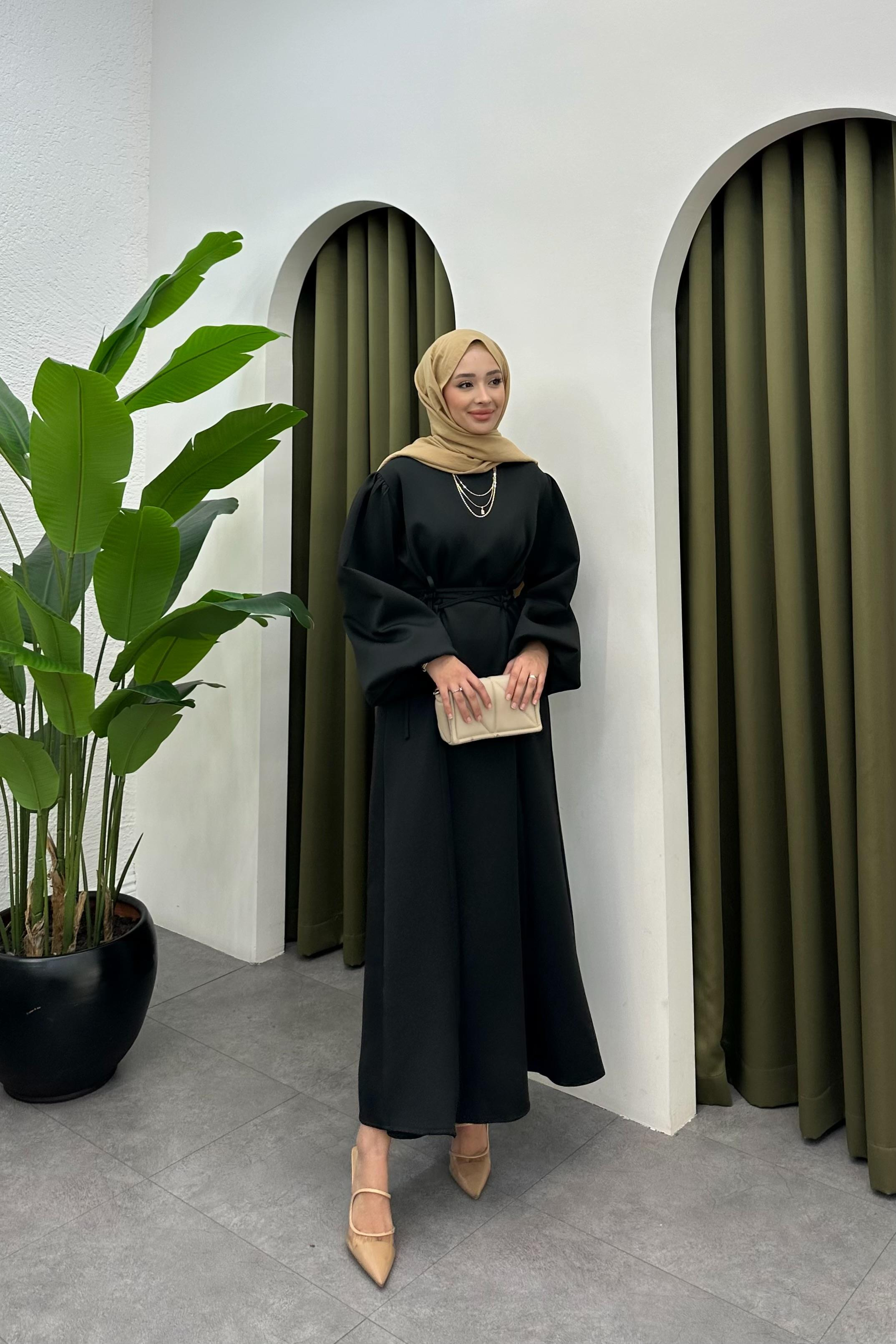 Nolan Çapraz Bağlama Detay Elbise - SİYAH