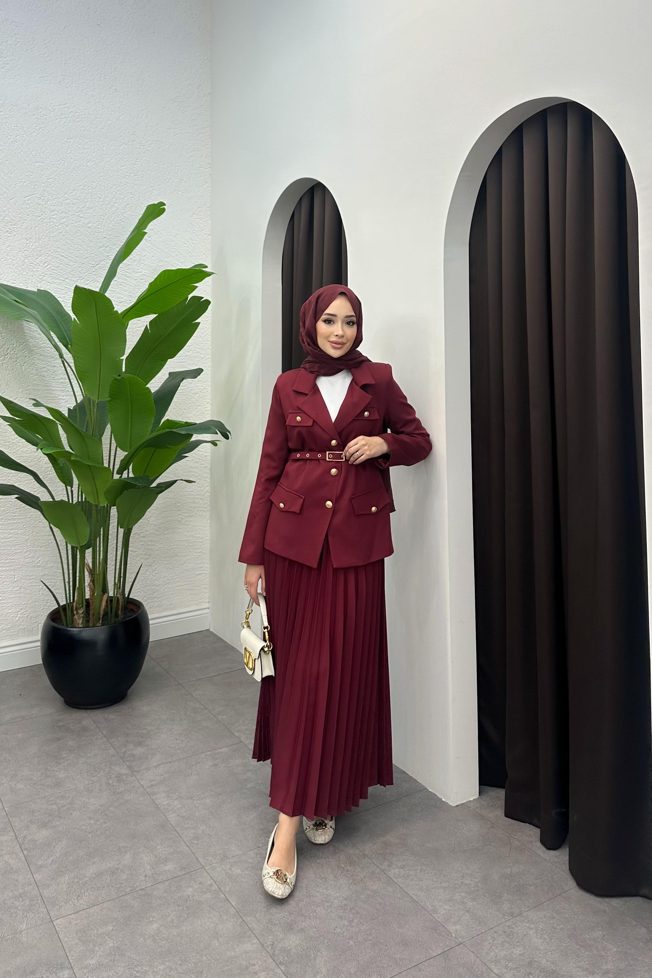 Premium Ceket Etek Takım - BORDO