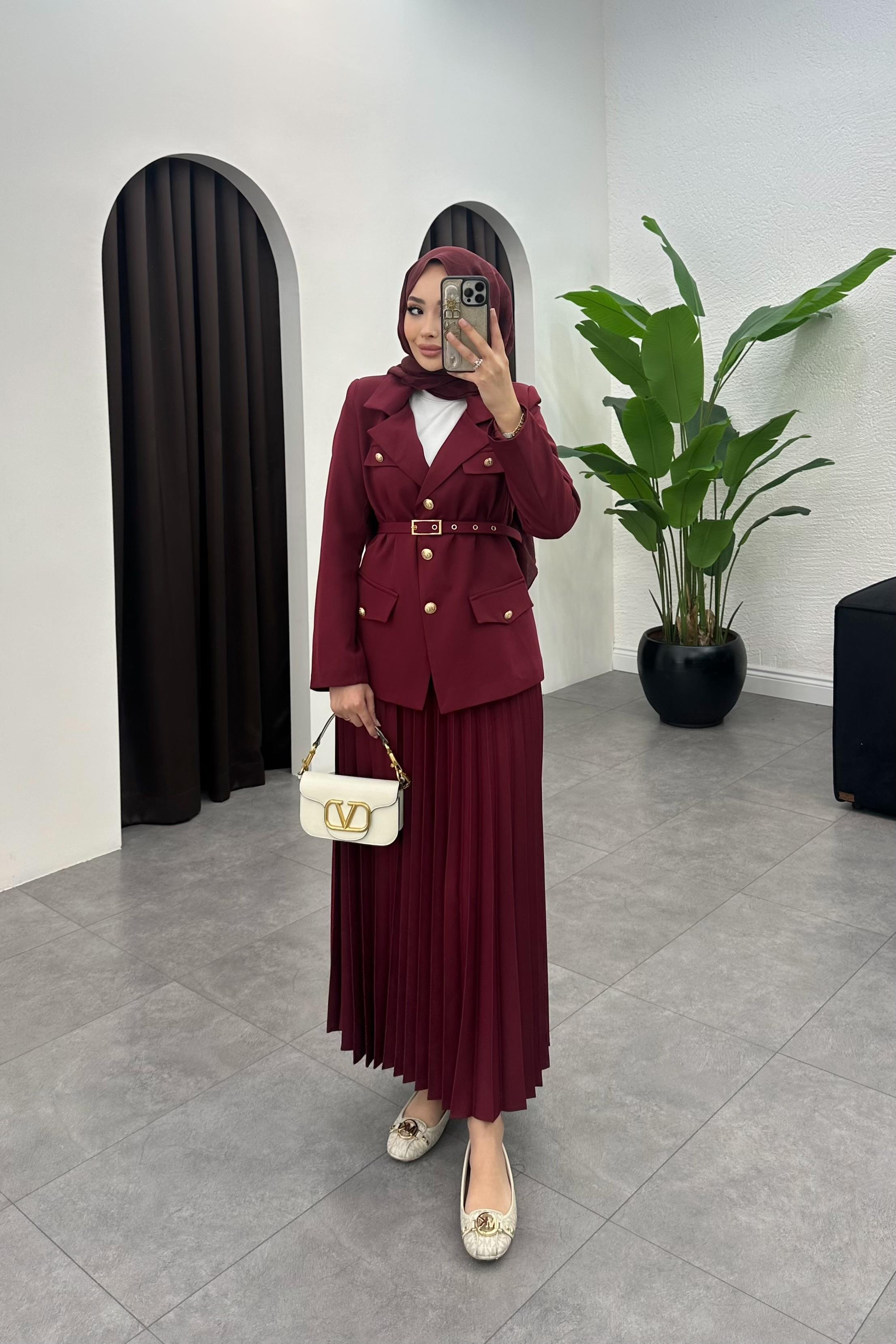 Premium Ceket Etek Takım - BORDO
