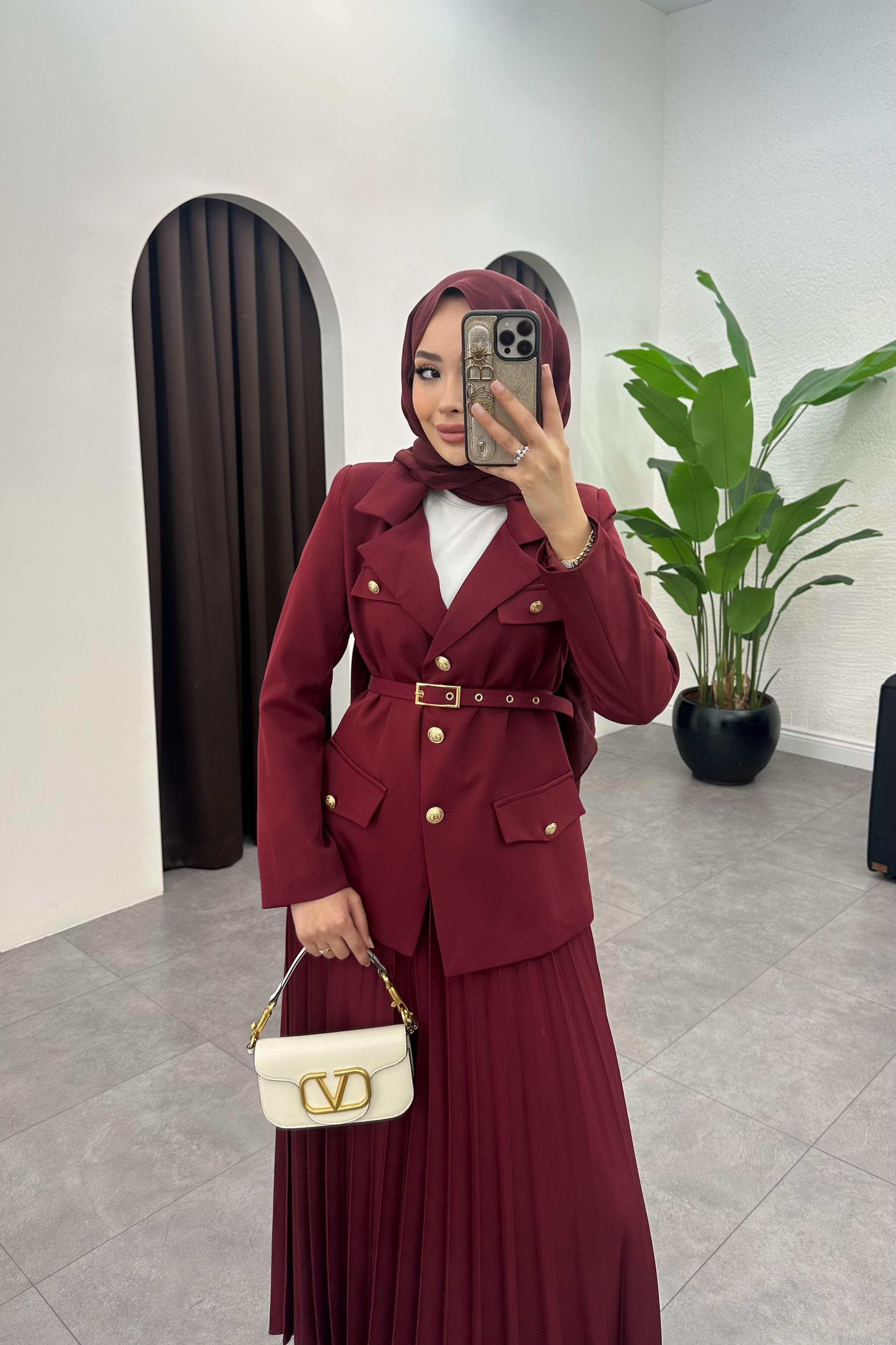 Premium Ceket Etek Takım - BORDO