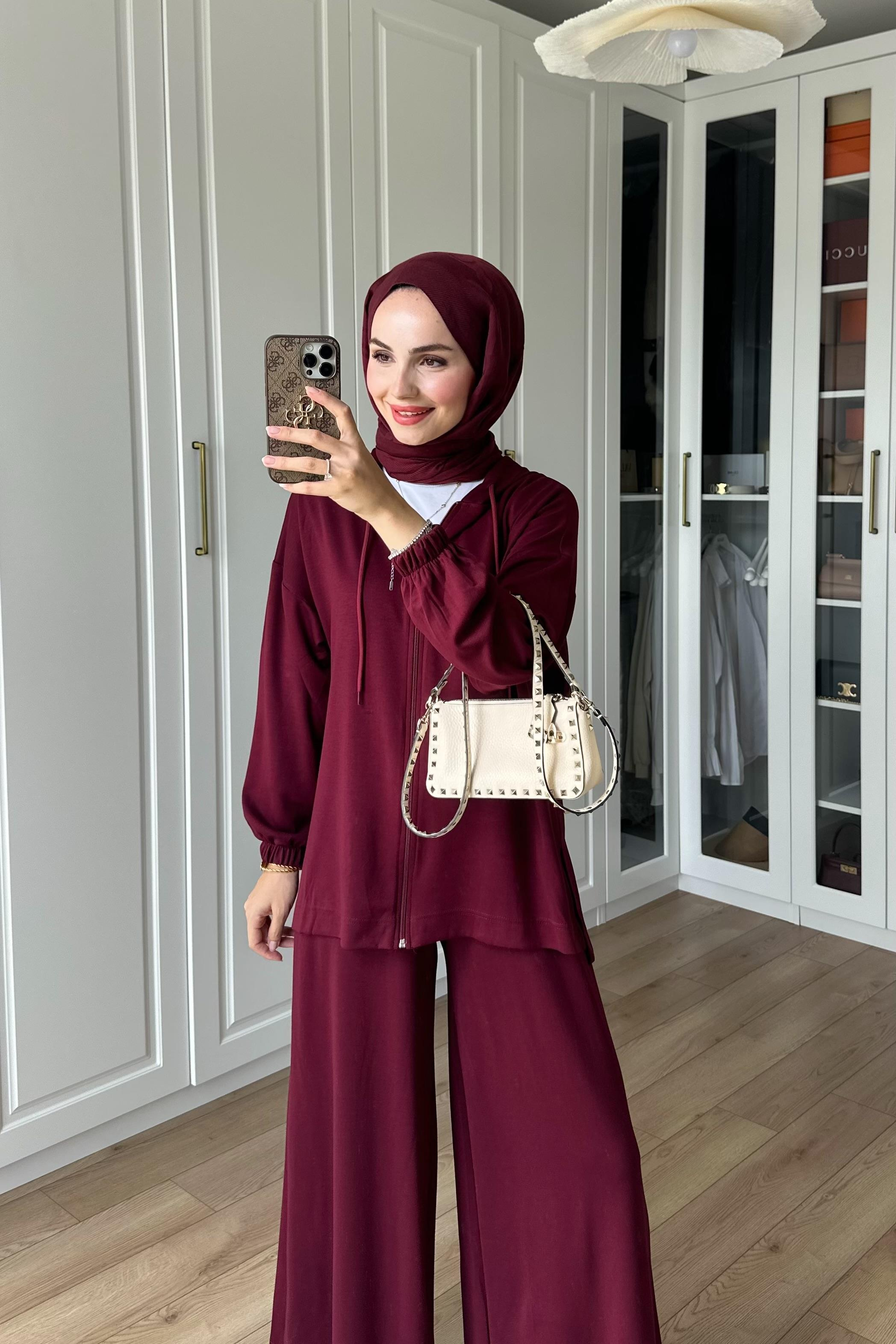 Raina Kapşonlu İkili Takım - BORDO