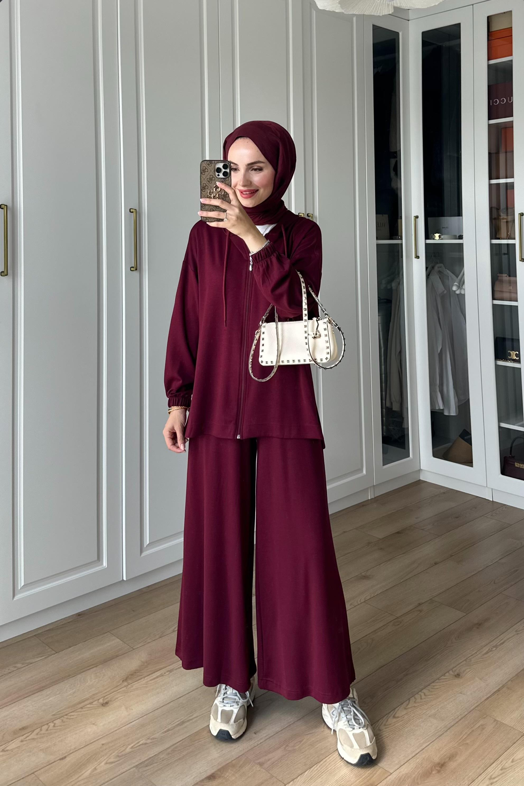 Raina Kapşonlu İkili Takım - BORDO