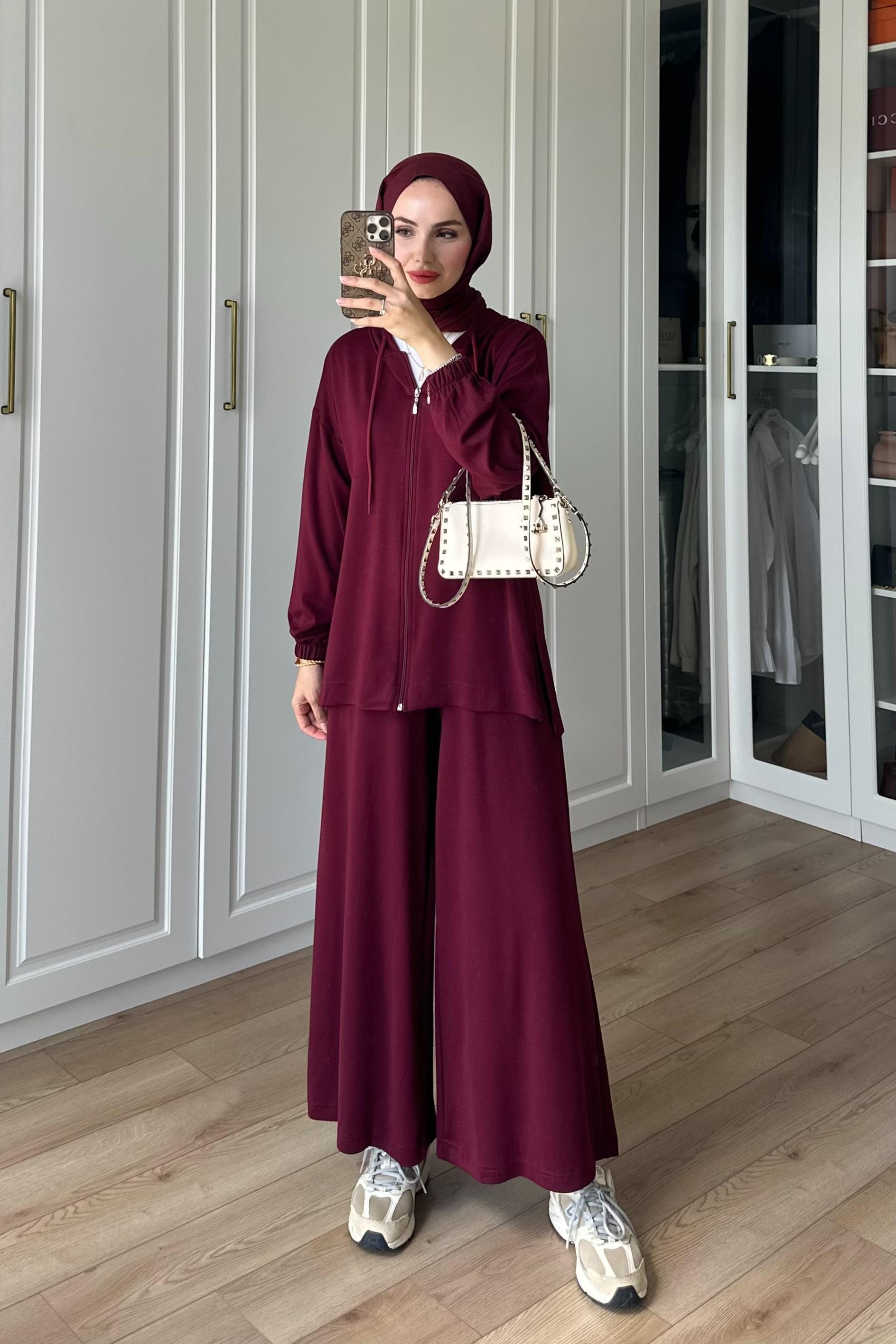 Raina Kapşonlu İkili Takım - BORDO