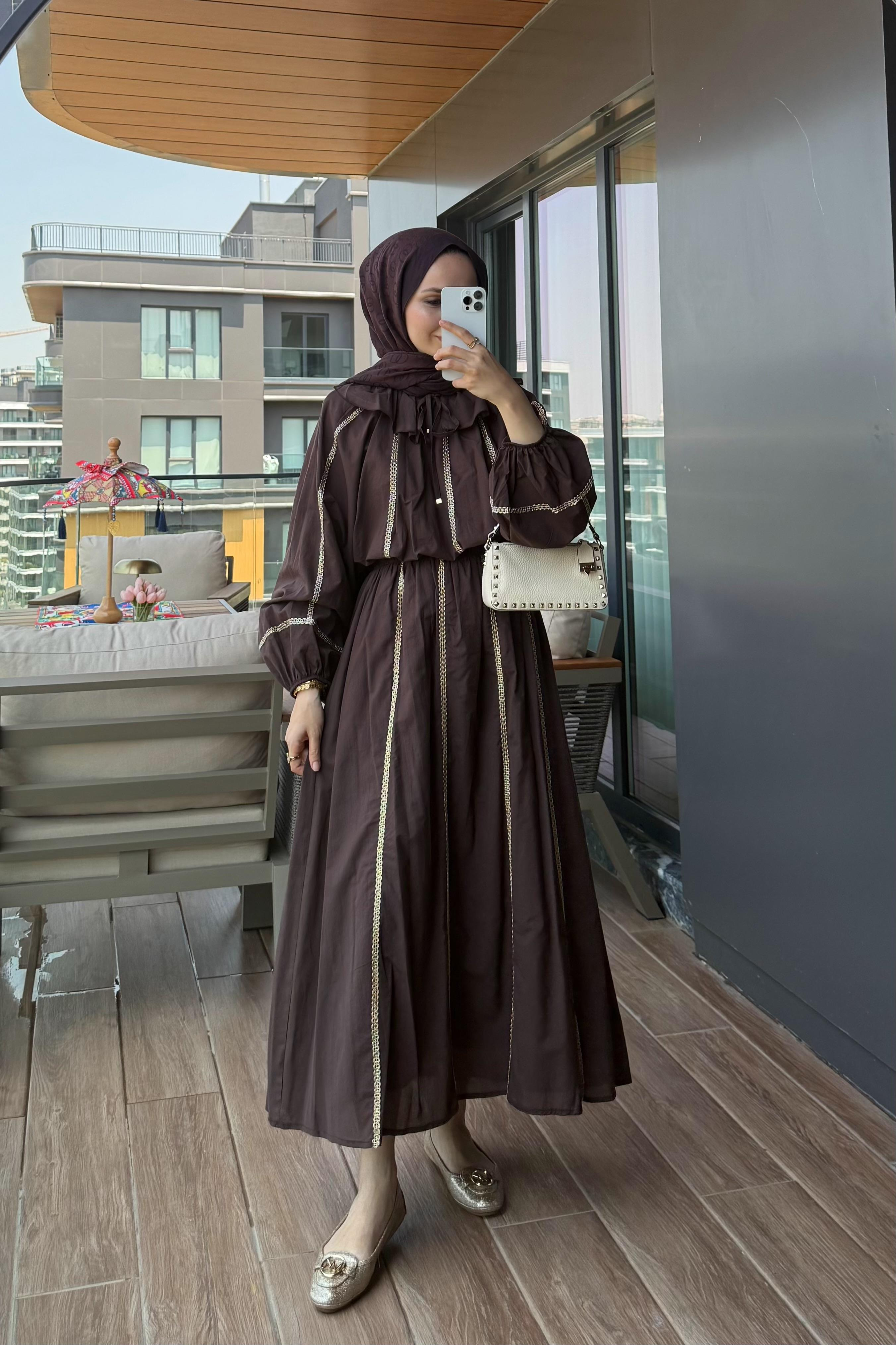 Sabella Yaka Detay Etek Takım - KAHVE