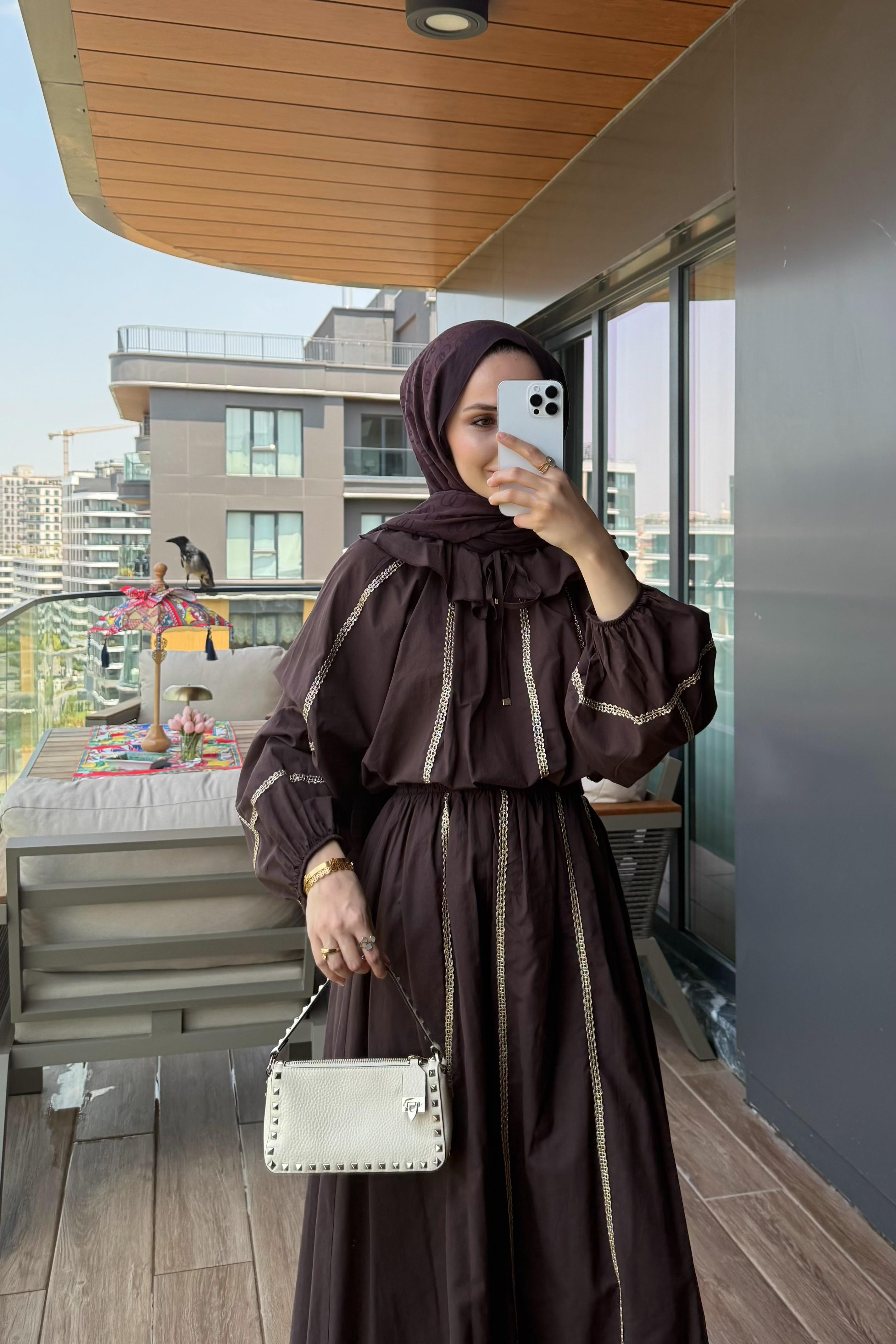 Sabella Yaka Detay Etek Takım - KAHVE