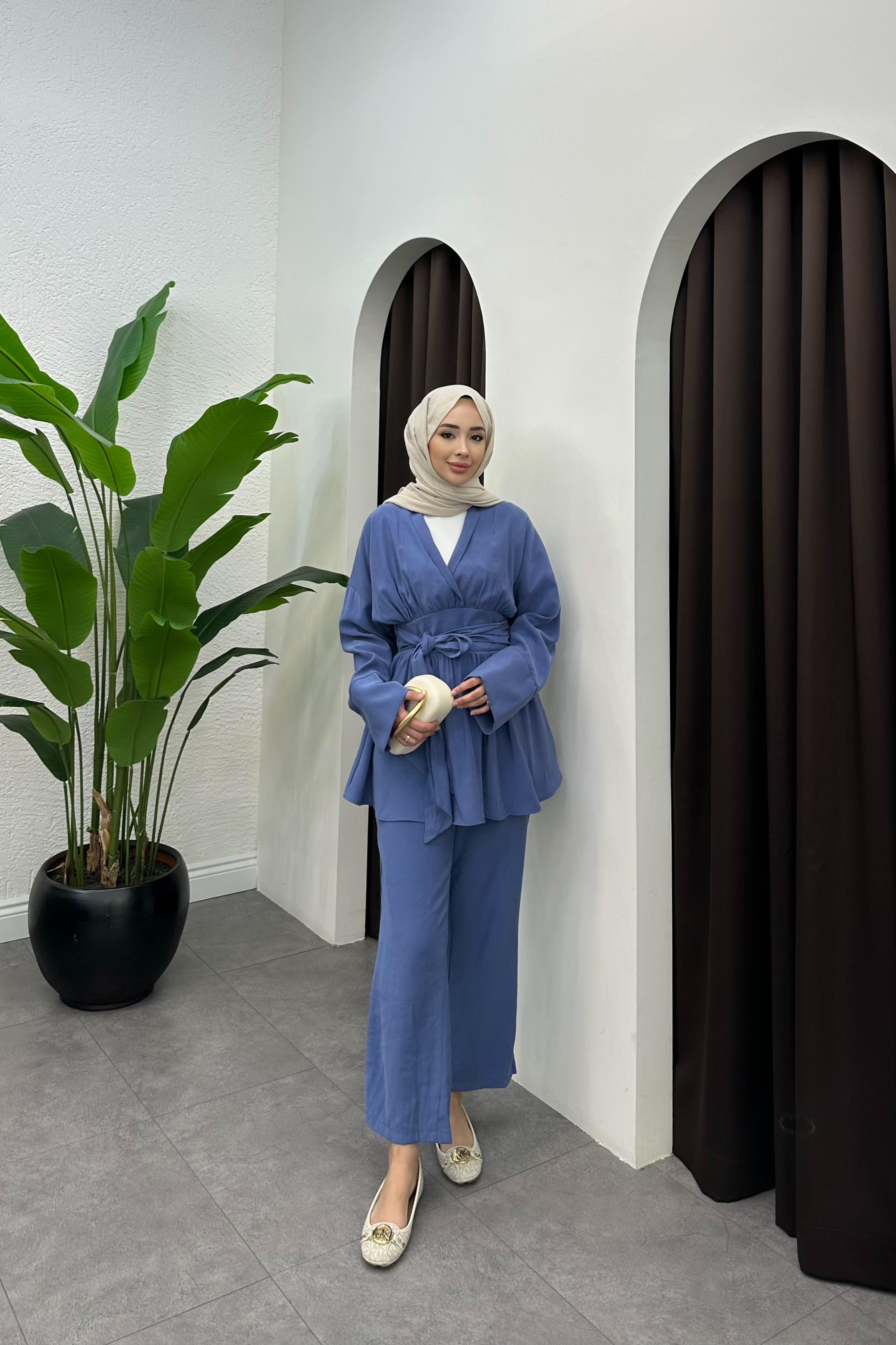 Semila Bağlama Detaylı Takım - MAVİ