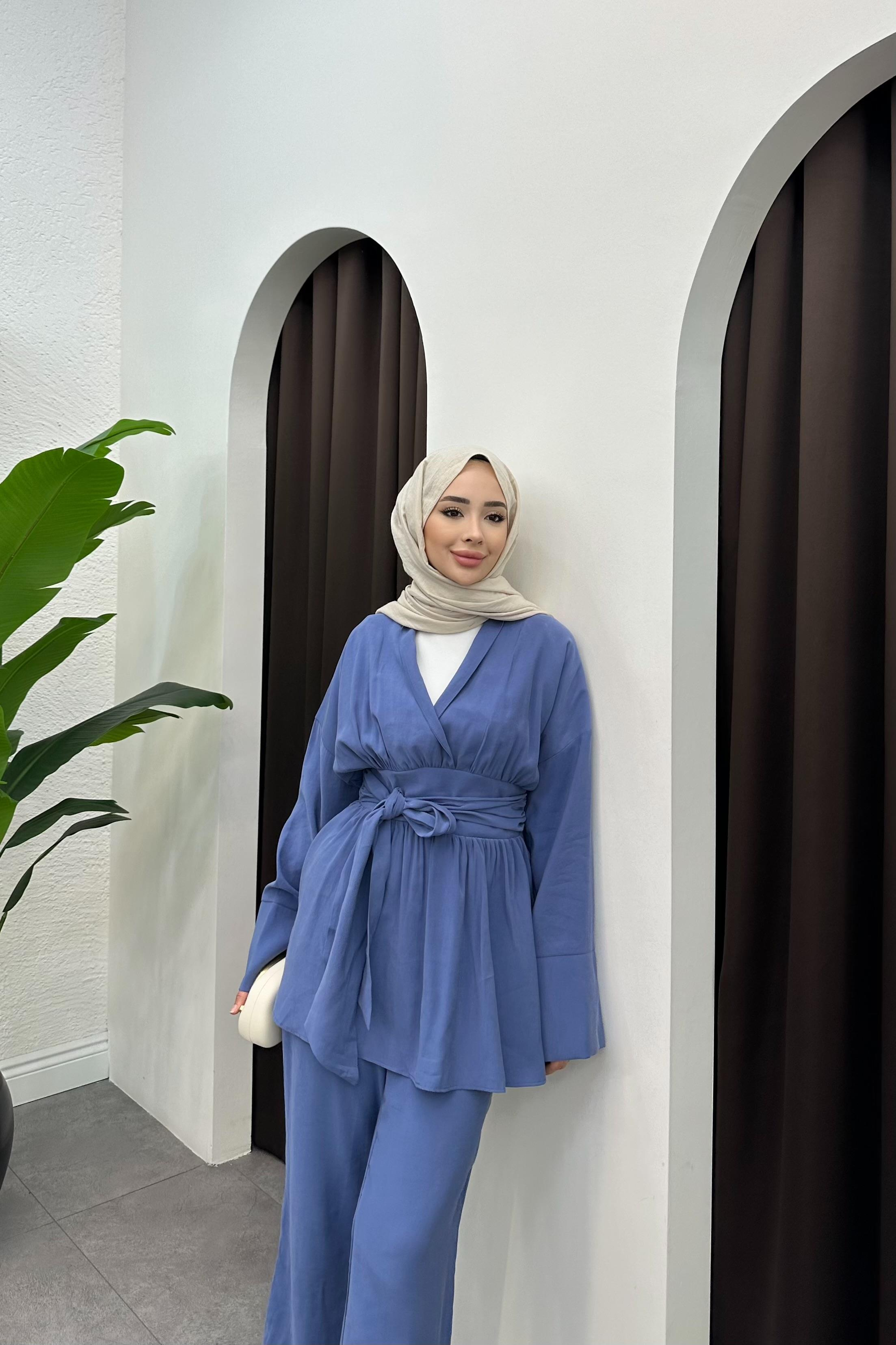 Semila Bağlama Detaylı Takım - MAVİ