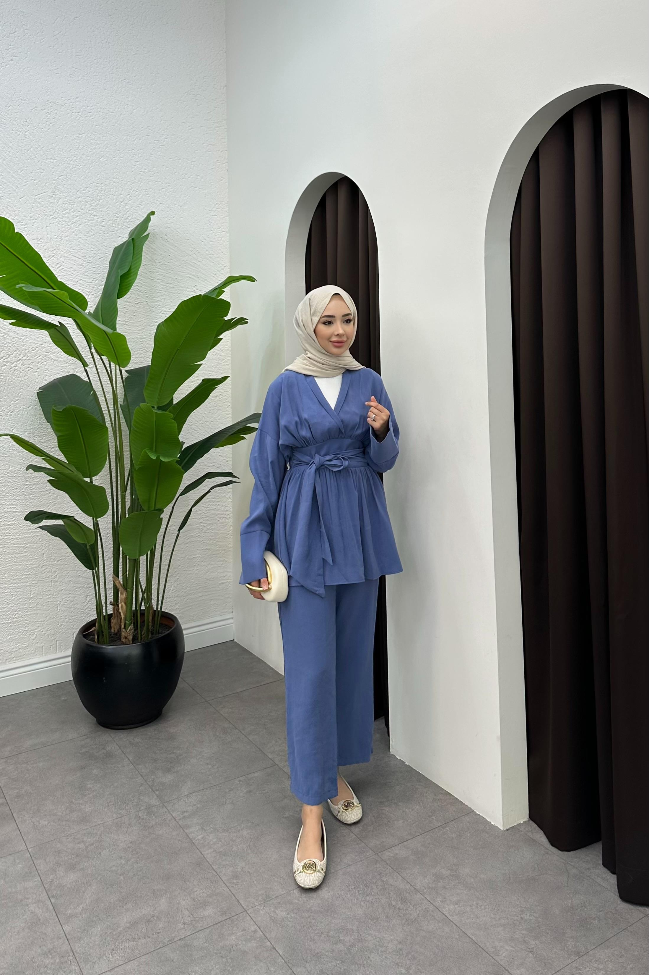 Semila Bağlama Detaylı Takım - MAVİ