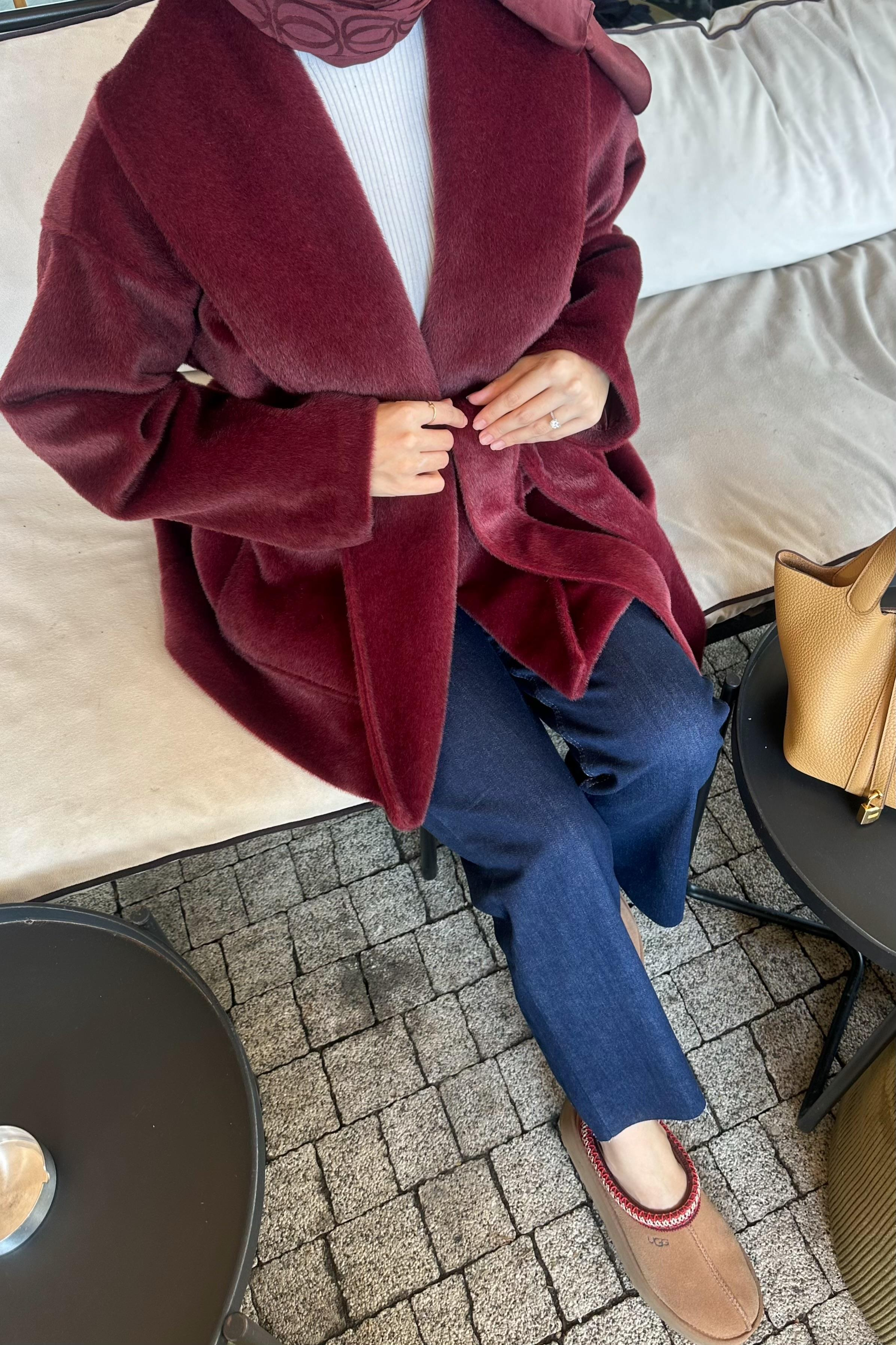 Senna GoldFox Kuşaklı Ceket - BORDO